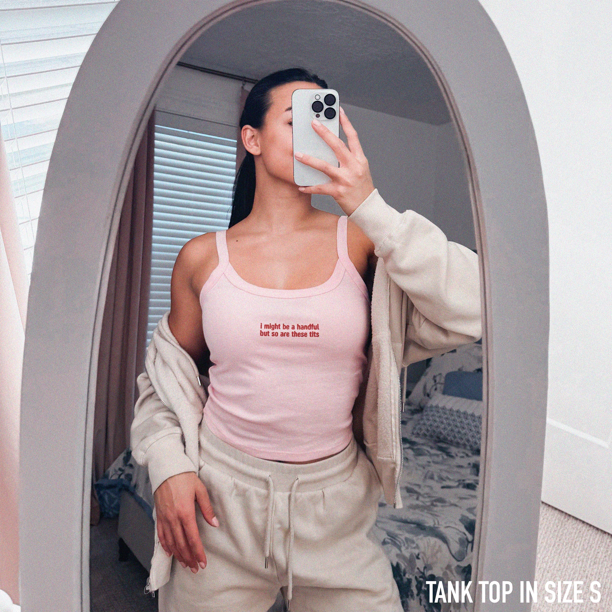 I Might Be a Handful So Are These Tits Rib Embroidered Tank Top - Image 6