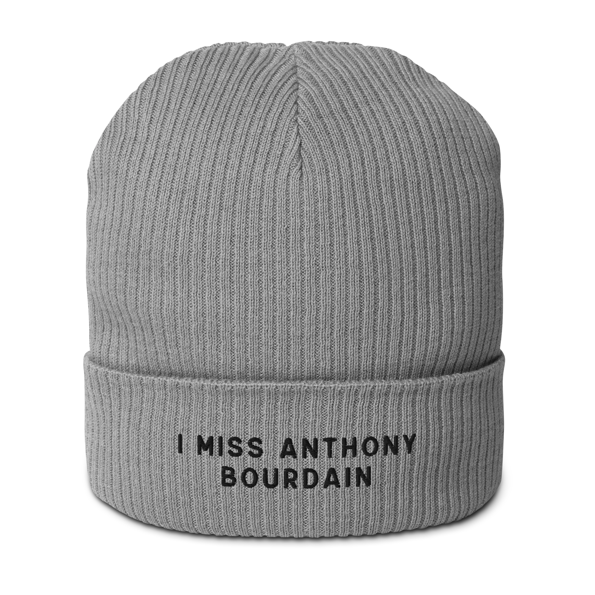 I Miss Anthony Bourdain Embroidered Organic Ribbed Beanie - Image 5
