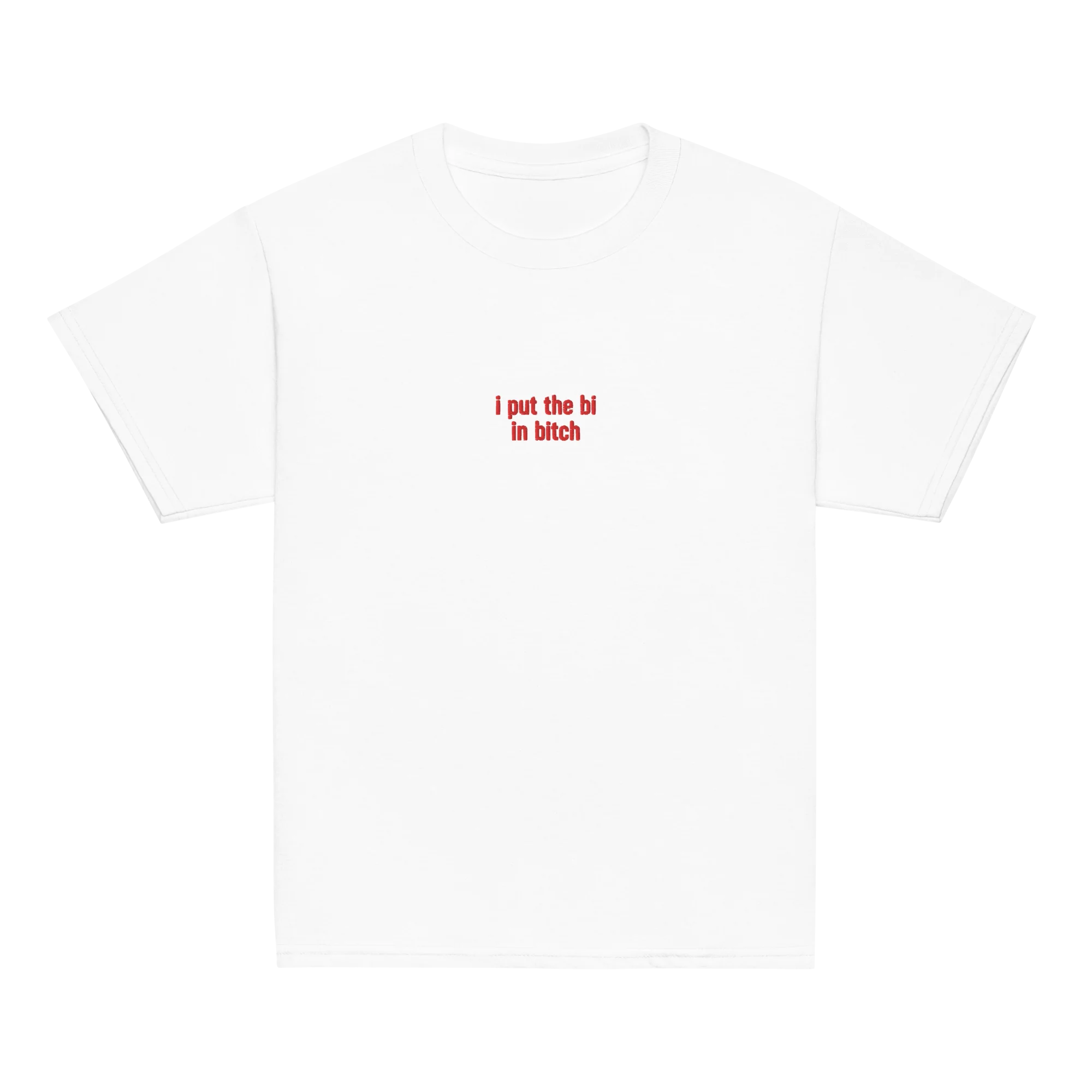 I Put the Bi in Bitch Embroidered Baby Tee - Image 3