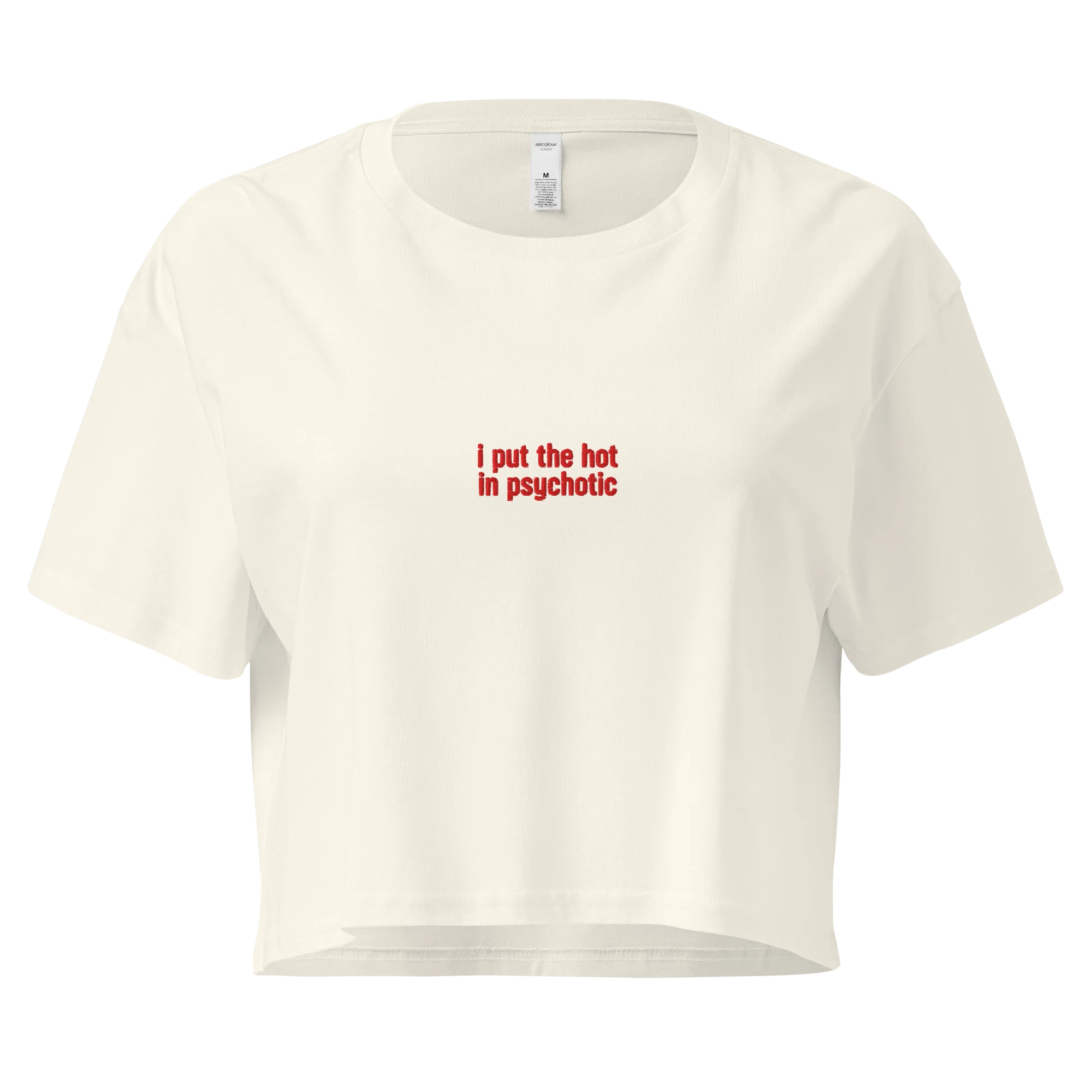 I Put the Hot in Psychotic Embroidered Crop Tee - Image 3