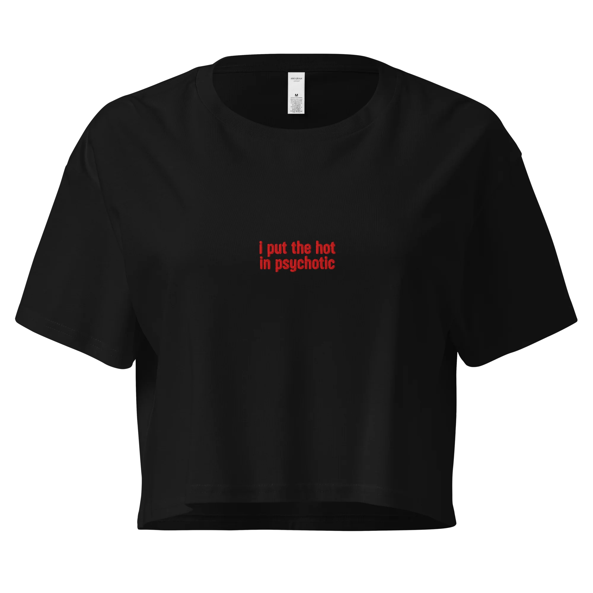 I Put the Hot in Psychotic Embroidered Crop Tee - Image 4