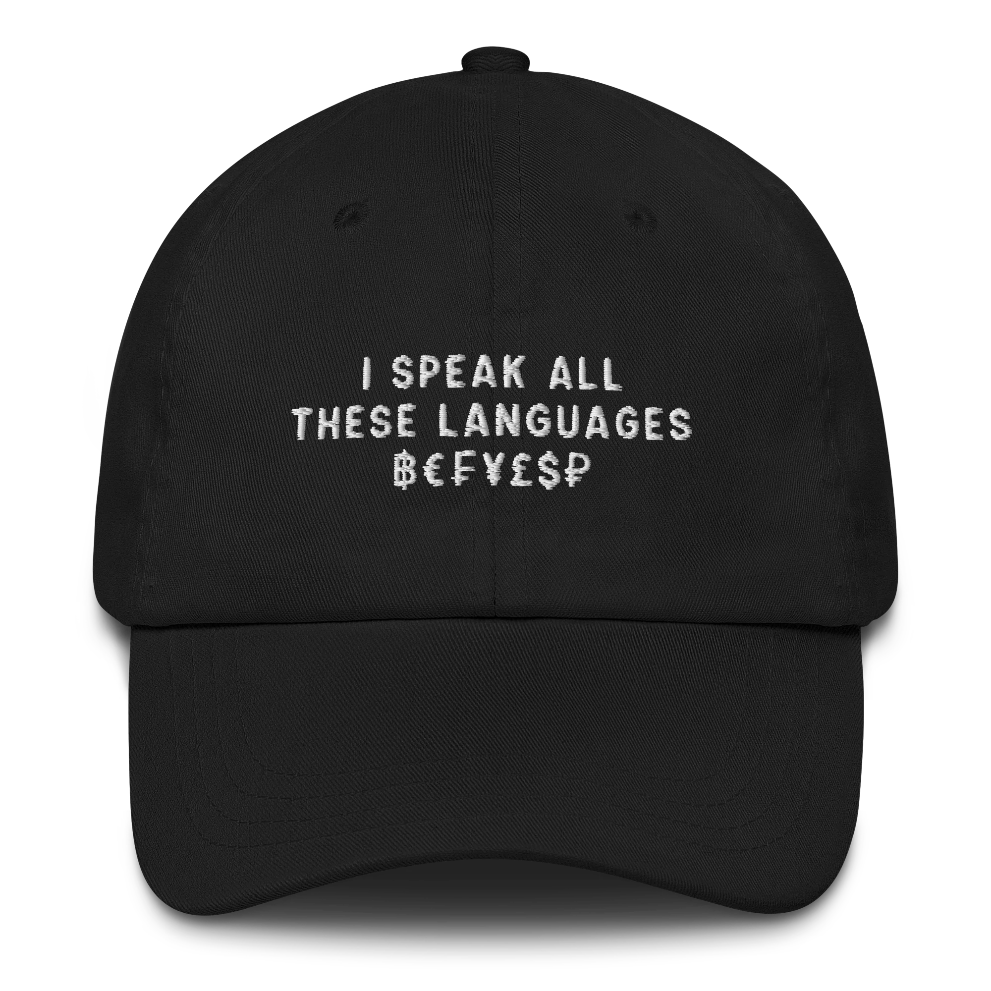 I Speak All These Languages ฿€₣¥£$₽ Embroidered Cap - Image 9