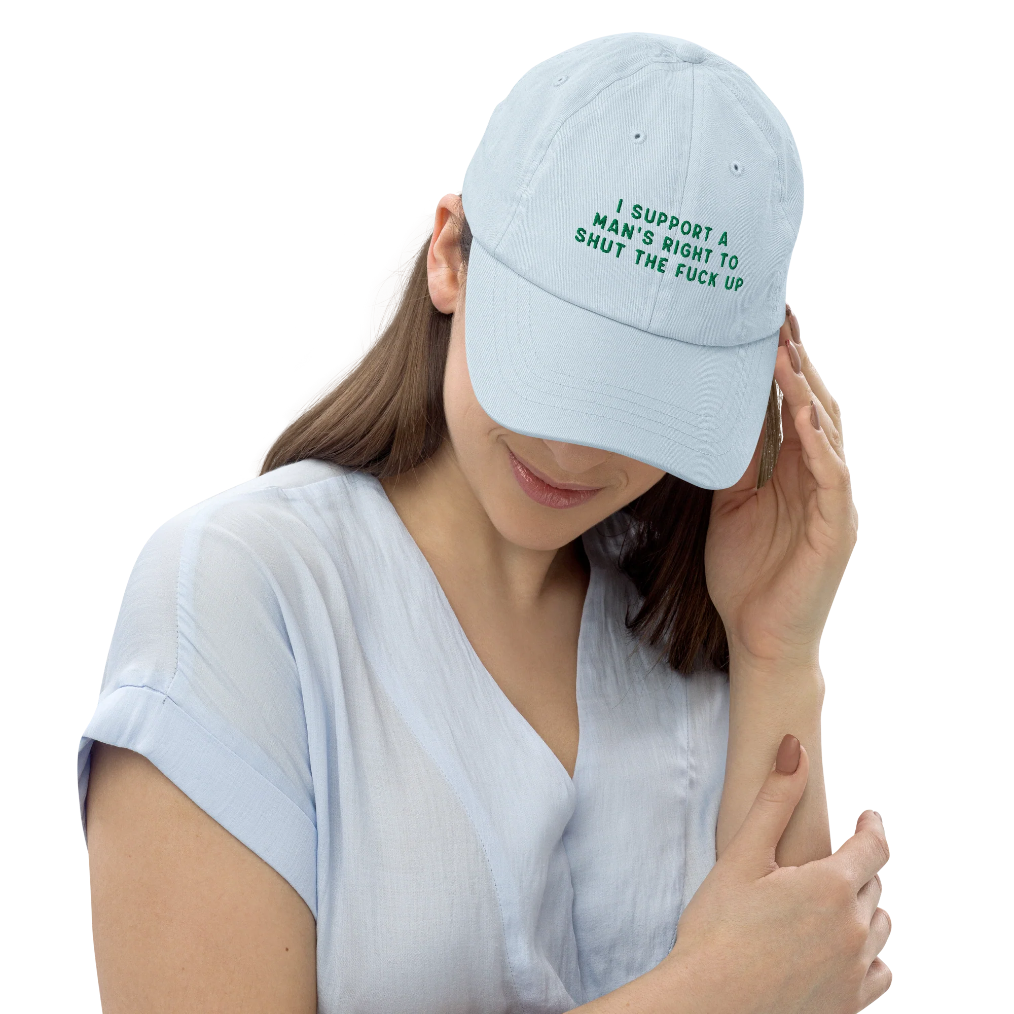 I Support A Man's Right To STFU Embroidered Pastel Baseball Cap - Image 2