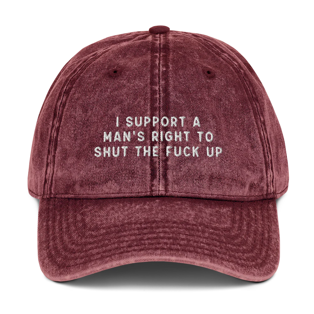 I Support A Man's Right To STFU Embroidered Vintage Cap - Image 4