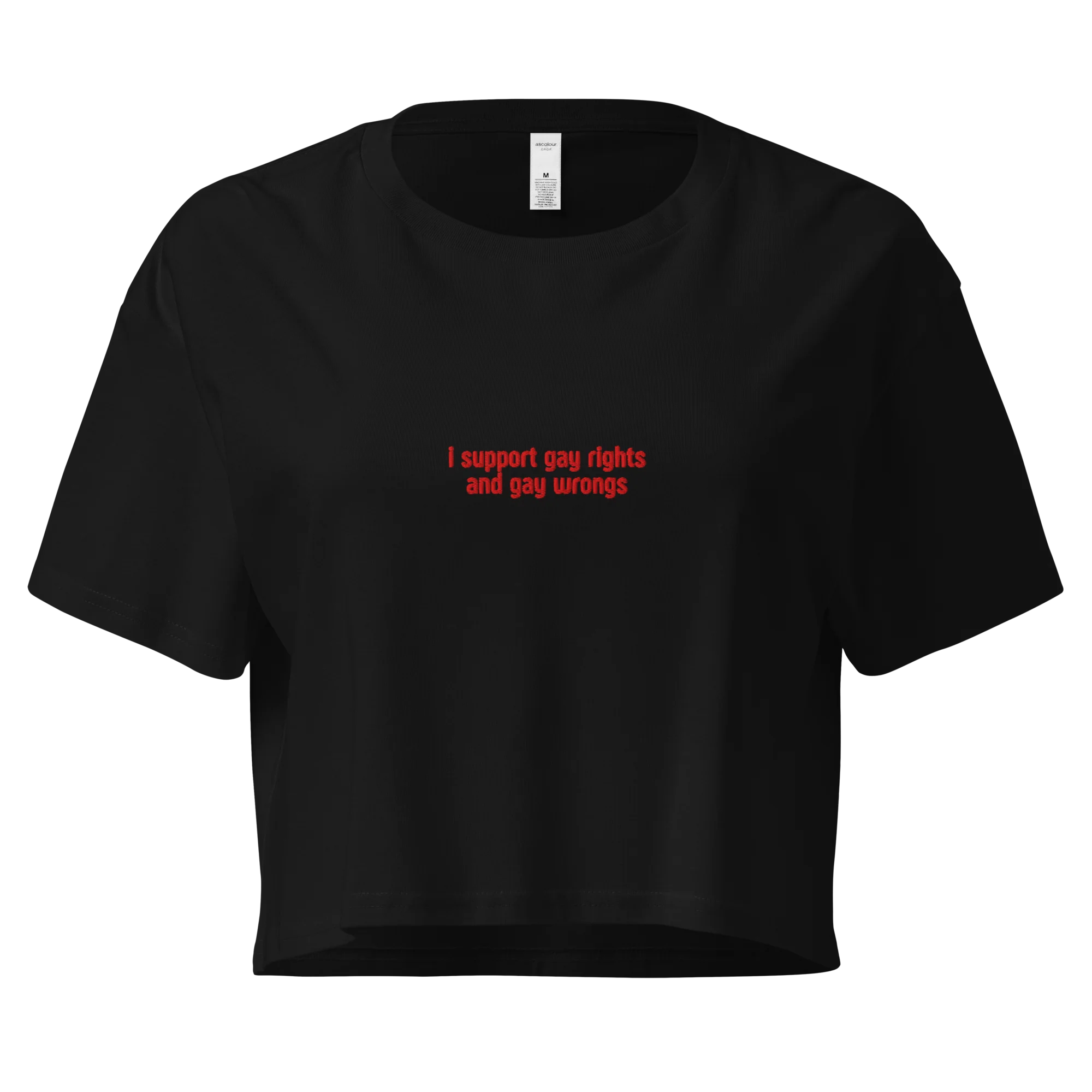 I Support Gay Rights and Wrongs Embroidered Crop Tee - Image 4