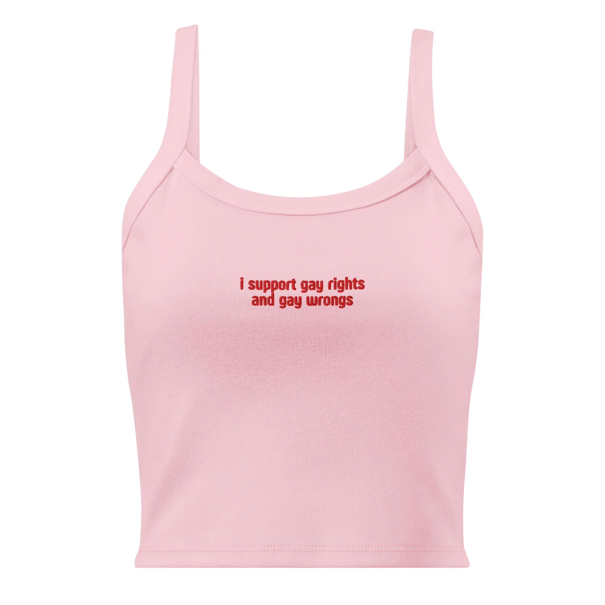 I Support Gay Rights and Wrongs Rib Embroidered Tank Top - Image 3