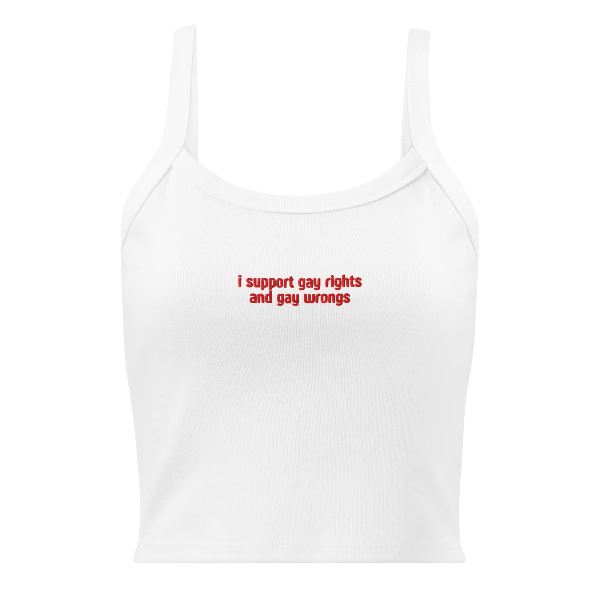 I Support Gay Rights and Wrongs Rib Embroidered Tank Top - Image 4