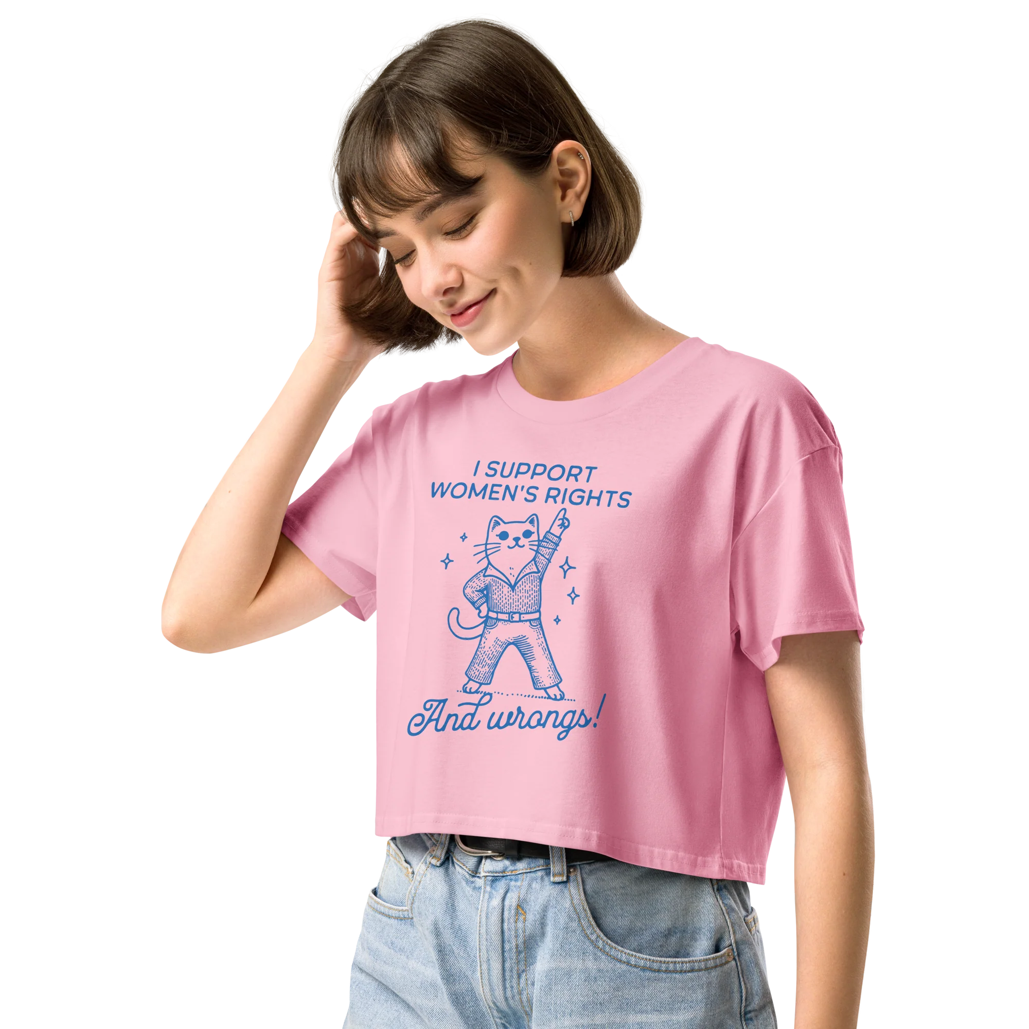 I Support Women’s Rights Wrongs Crop Tee - Image 5