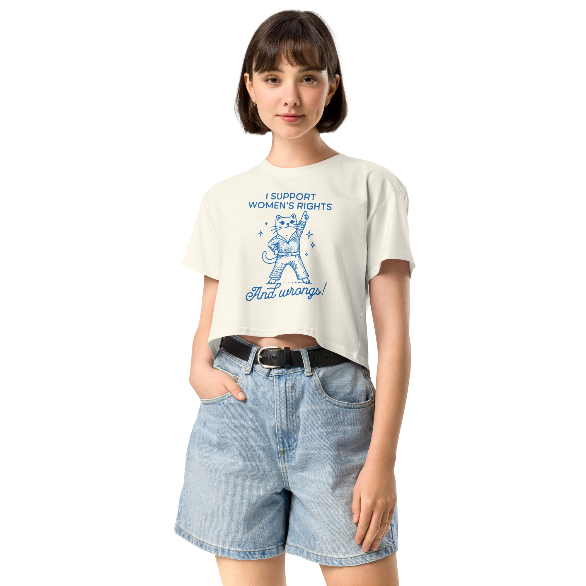 I Support Women’s Rights Wrongs Crop Tee - Image 6