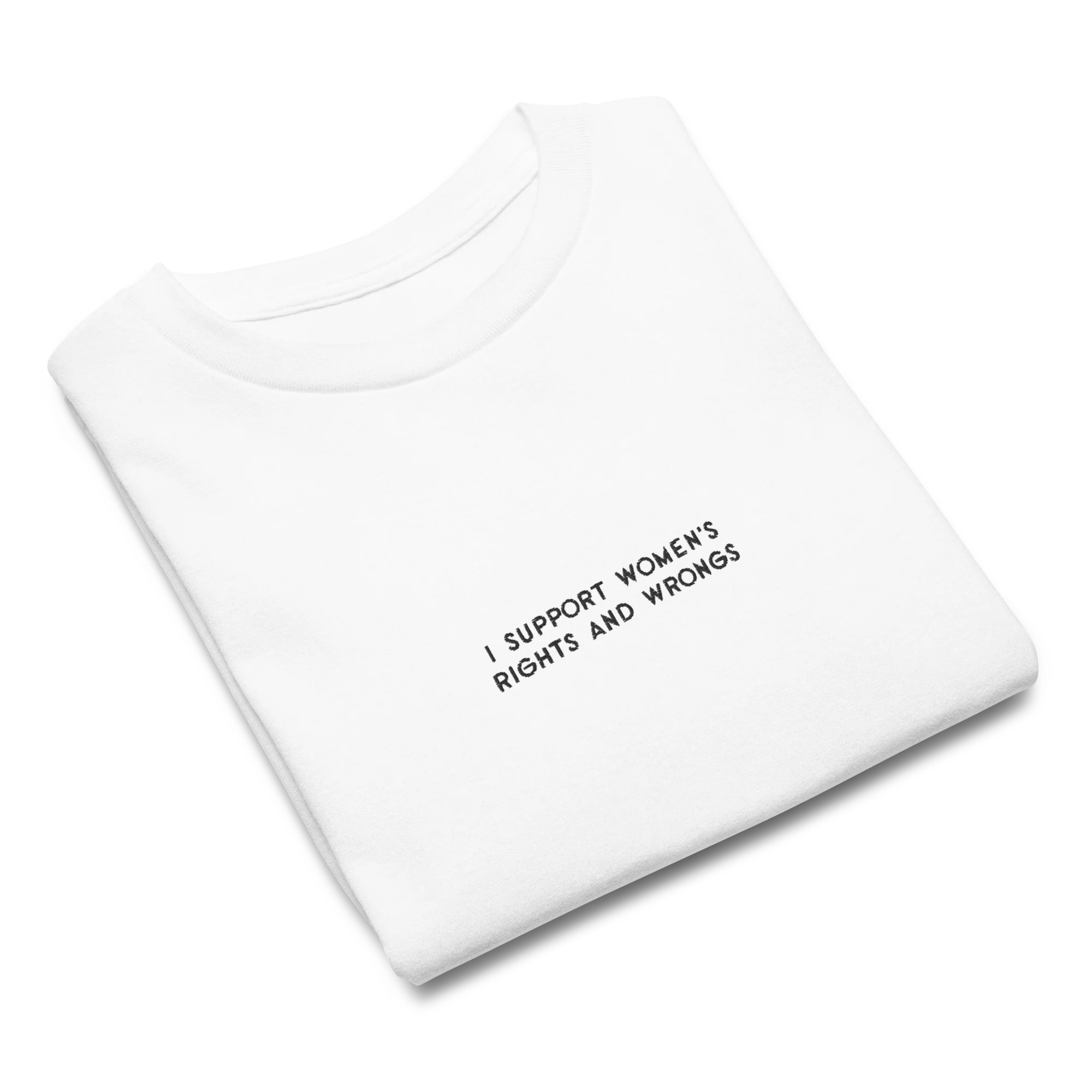 I Support Women's Rights and Wrongs Feminist Embroidered Baby Tee - Image 4