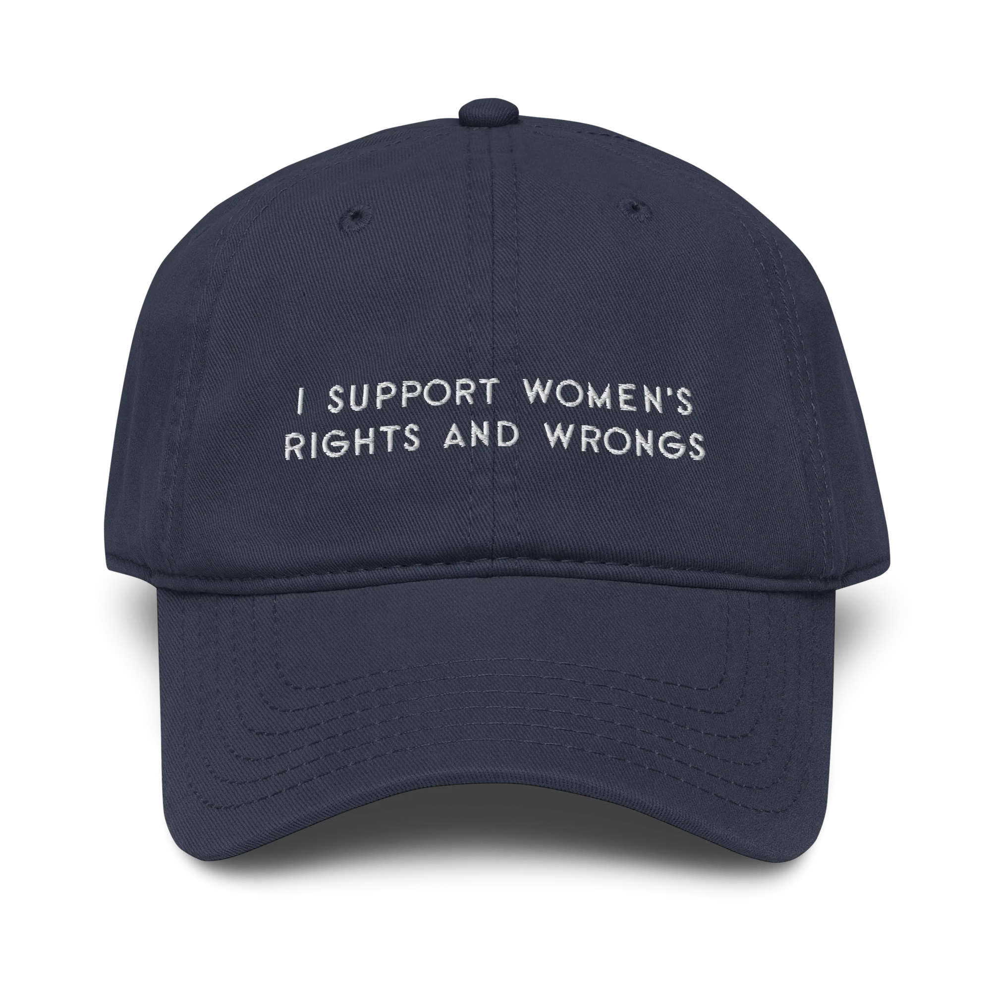 I Support Women's Rights and Wrongs Feminist Embroidered Vintage Wash Baseball Cap - Image 5