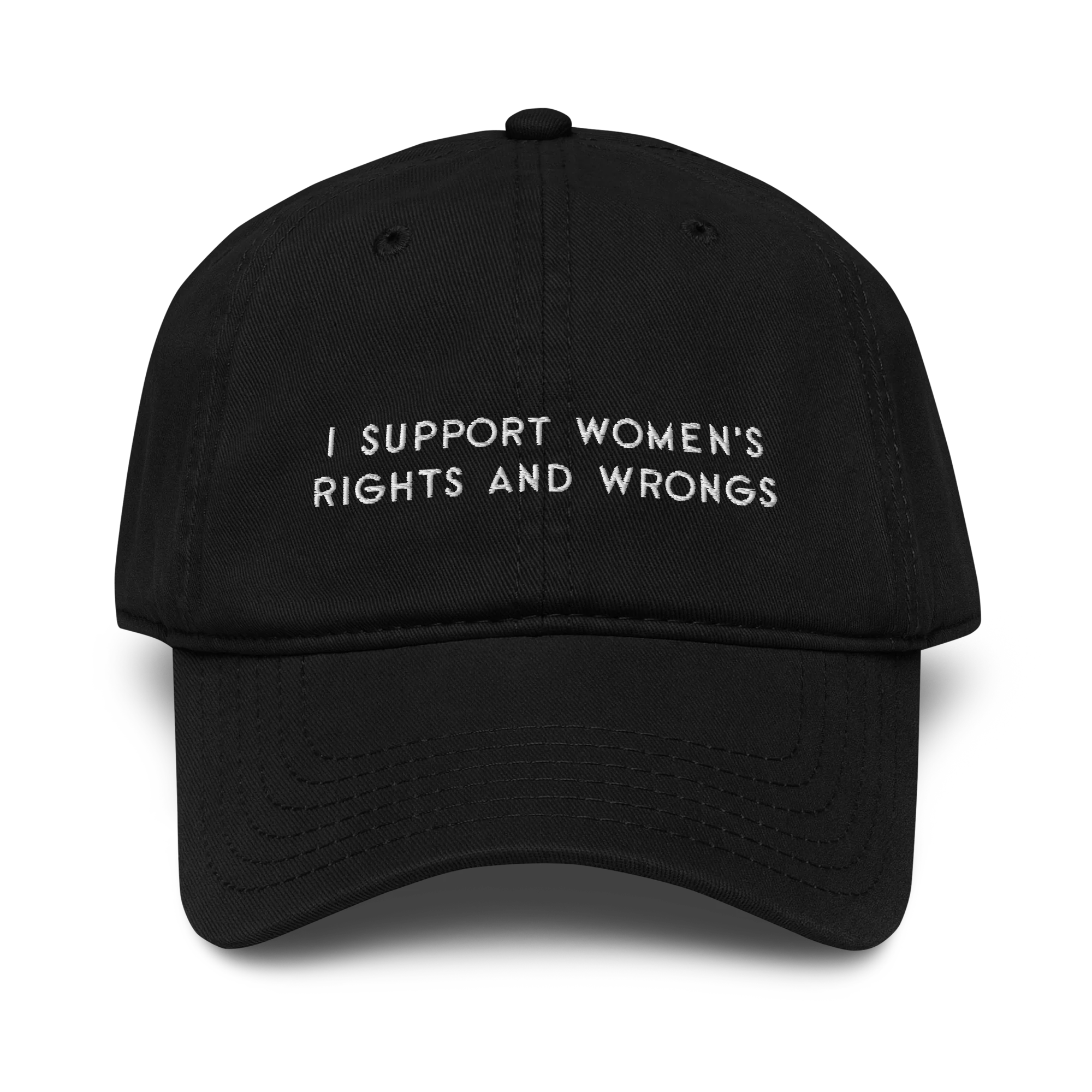 I Support Women's Rights and Wrongs Feminist Embroidered Vintage Wash Baseball Cap - Image 8