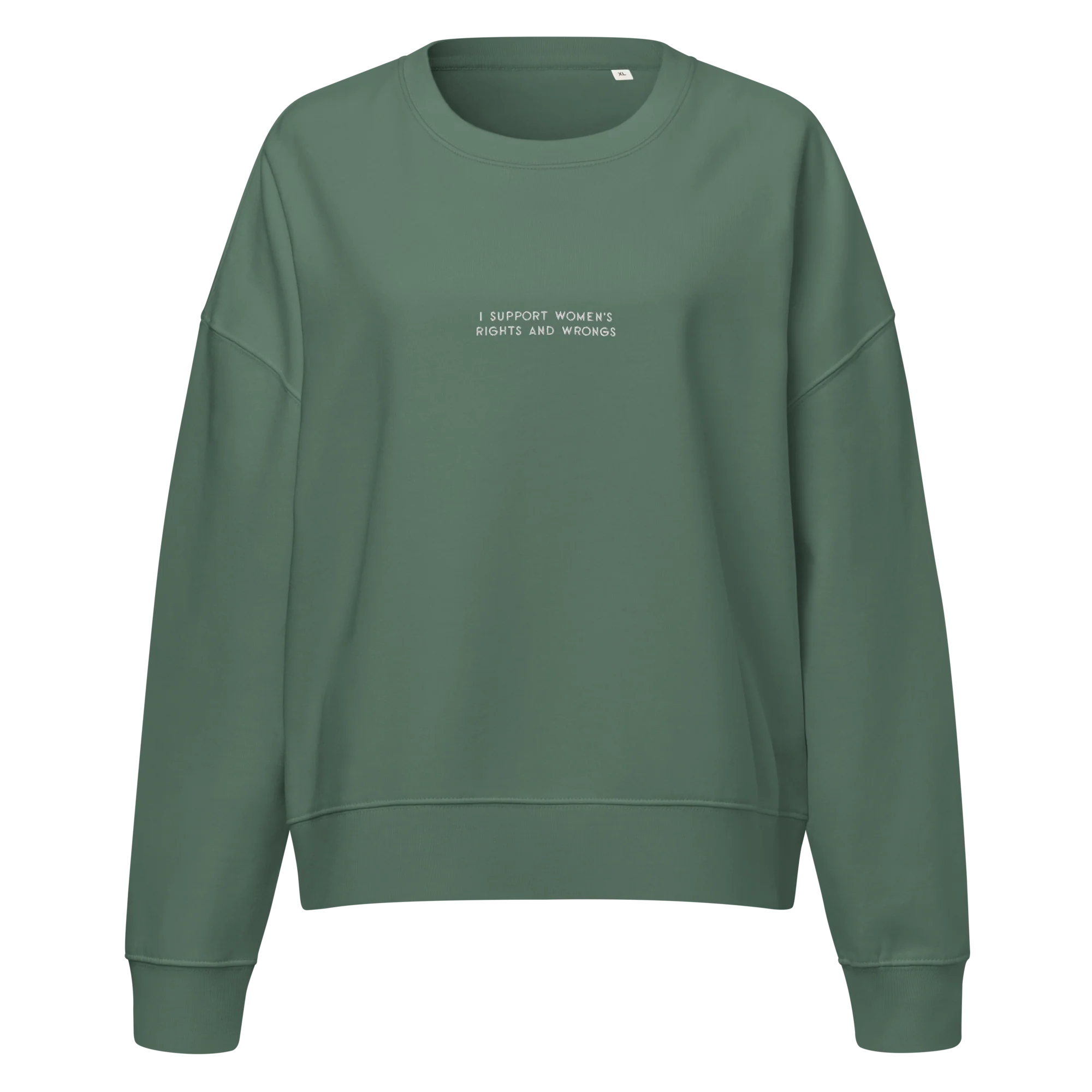 I Support Women's Rights and Wrongs Feminist Embroidered Women’s Organic Sweatshirt - Image 4