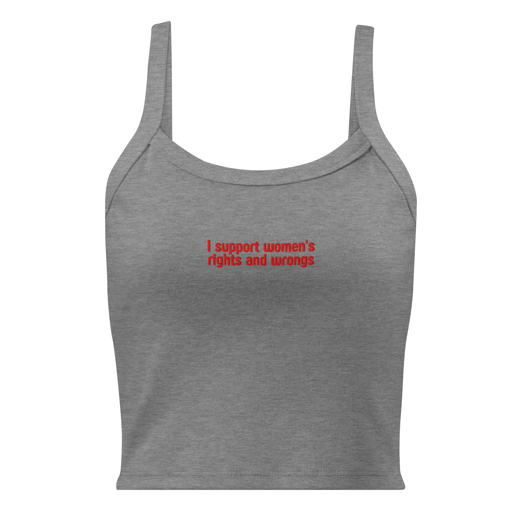 I Support Women's Rights and Wrongs Rib Embroidered Tank Top - Image 7
