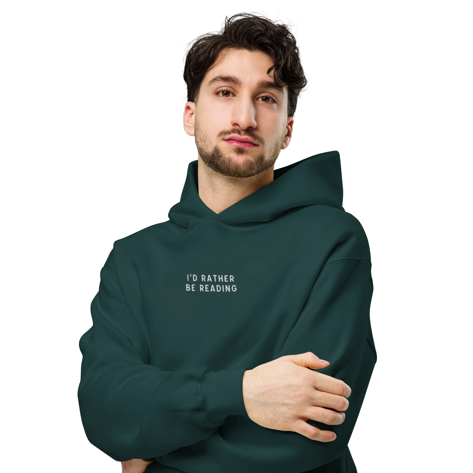 I'd Rather Be Reading Embroidered Premium Oversized Hoodie - Image 5