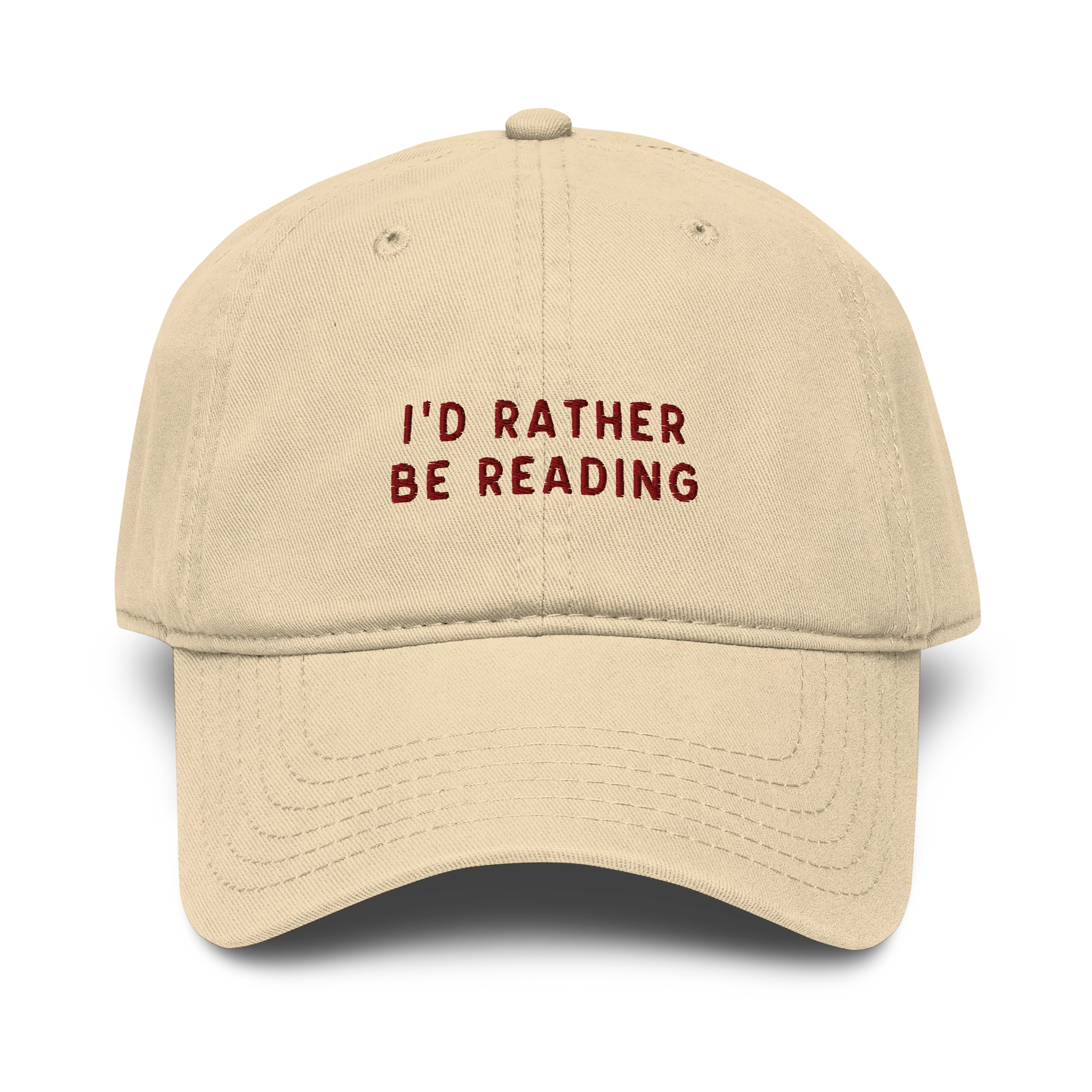 I'd Rather Be Reading Embroidered Vintage Wash Baseball Cap - Image 5