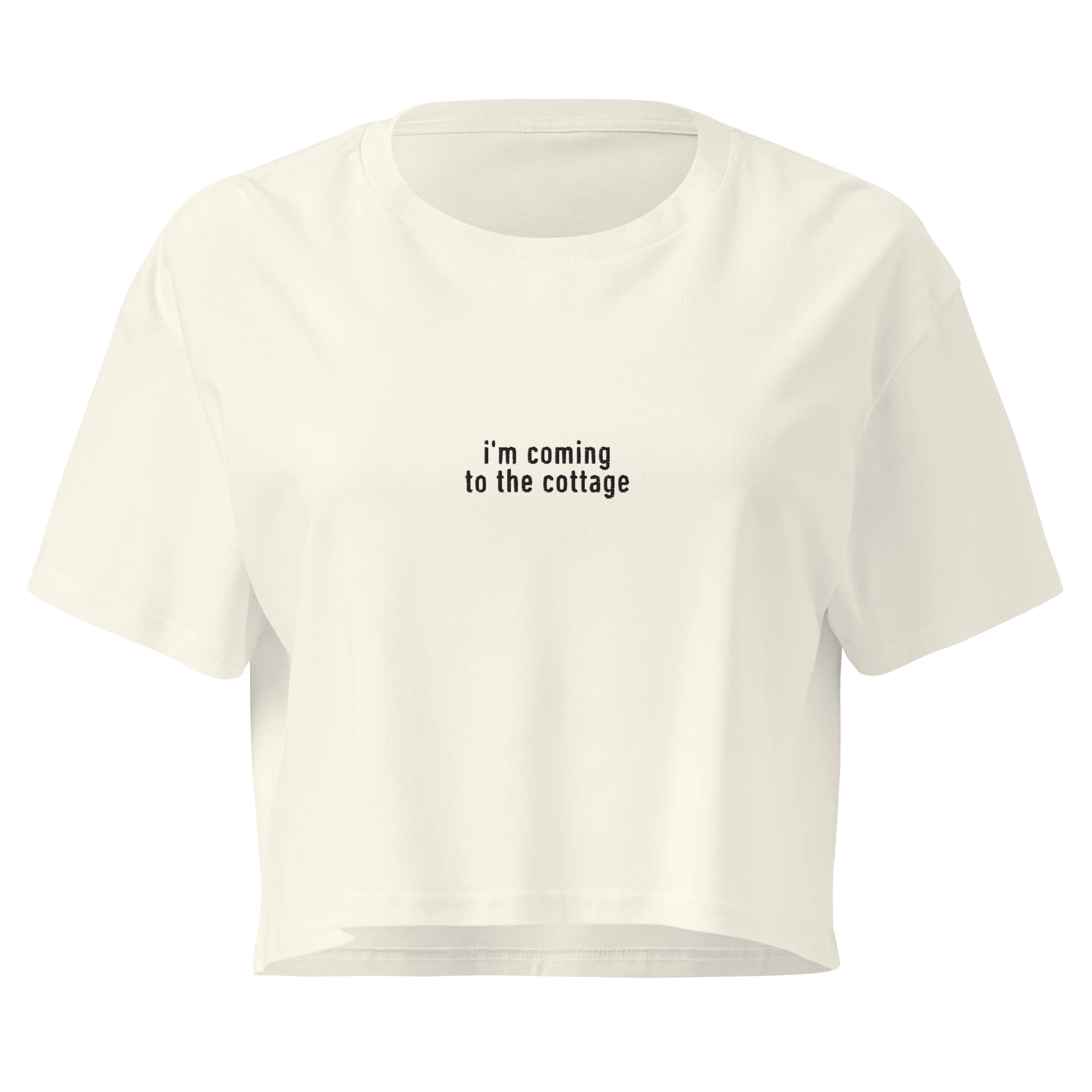 I'm Coming to the Cottage HR Embroidered Crop Tee - Image 4
