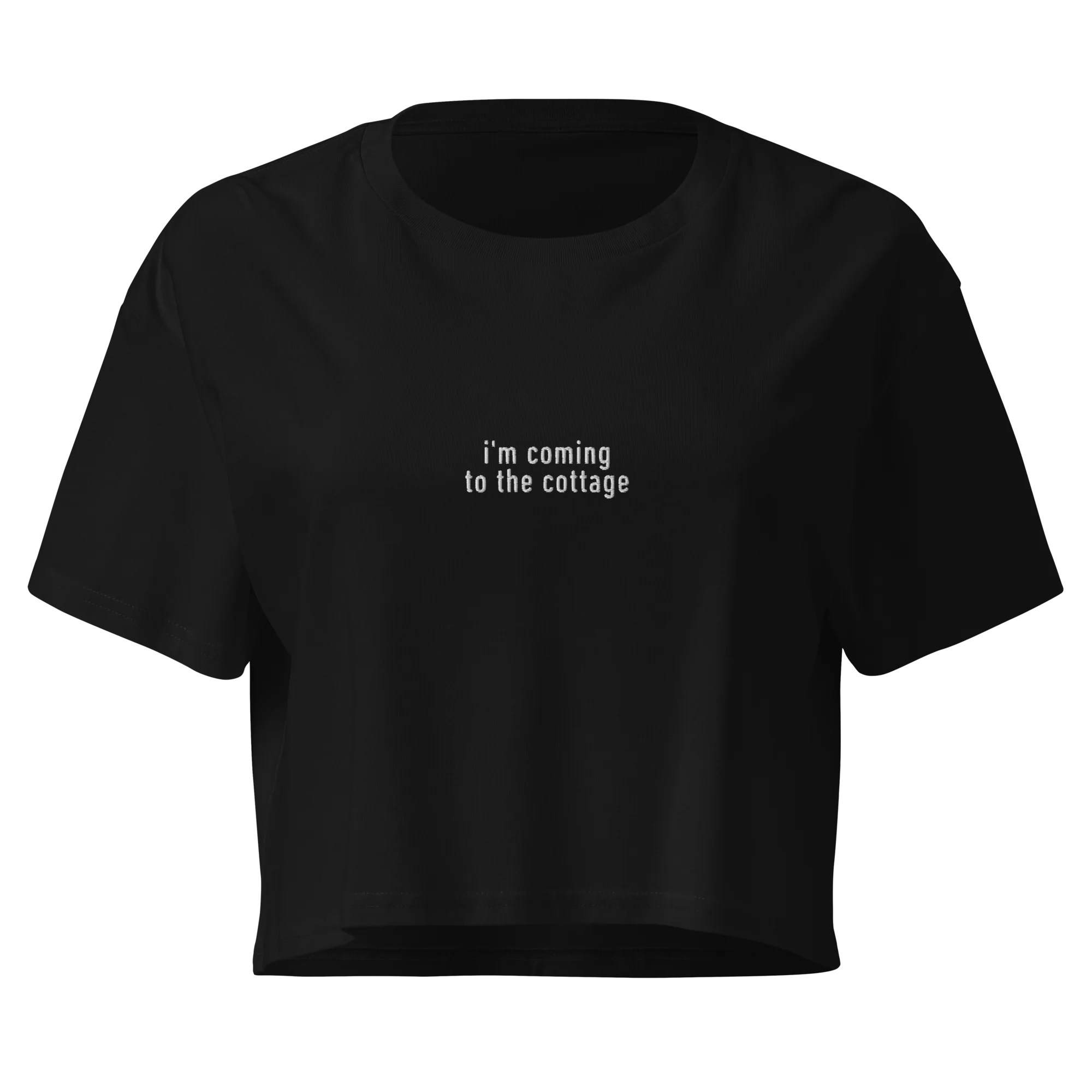 I'm Coming to the Cottage HR Embroidered Crop Tee - Image 5