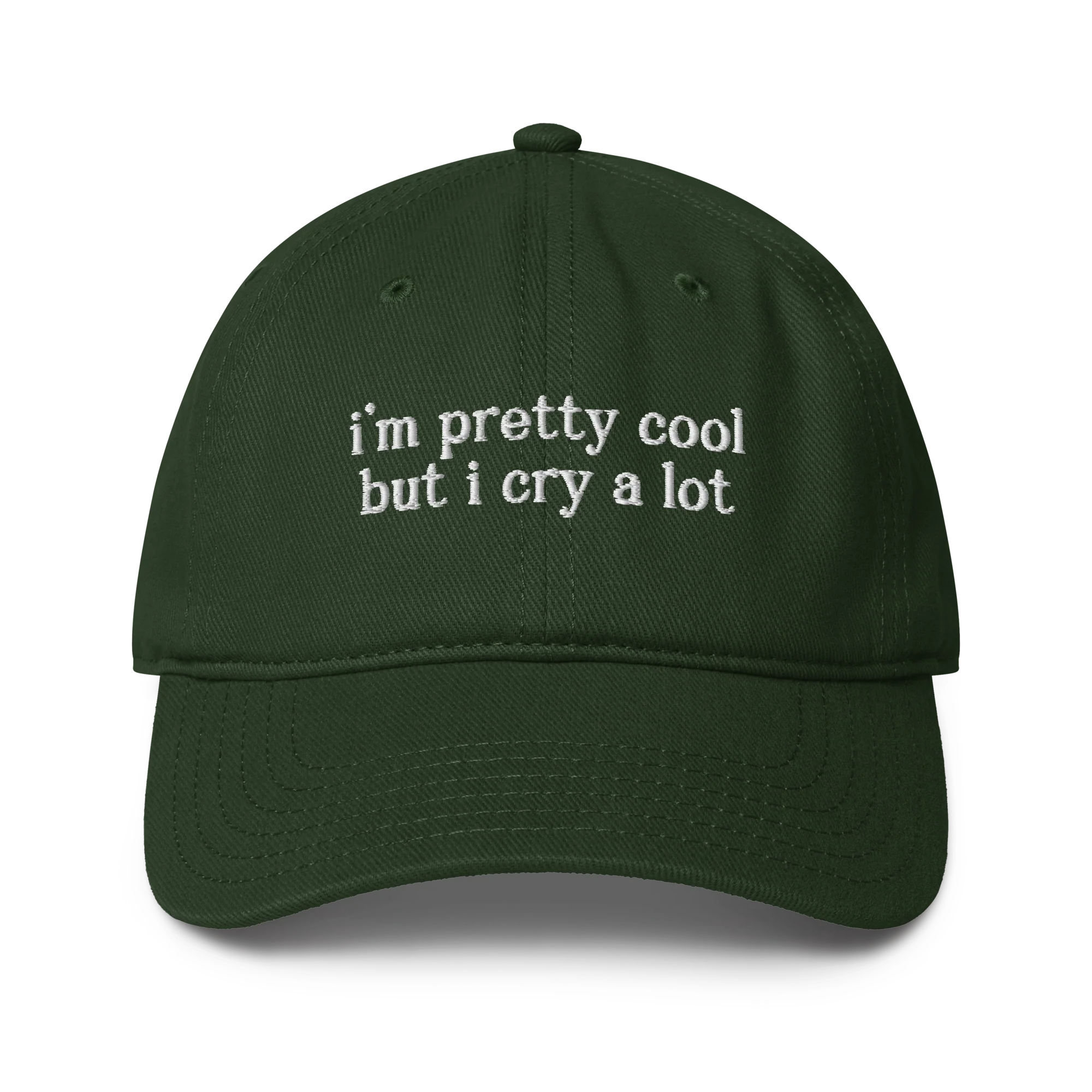 I'm Pretty Cool But I Cry a Lot Embroidered Baseball Cap - Image 3
