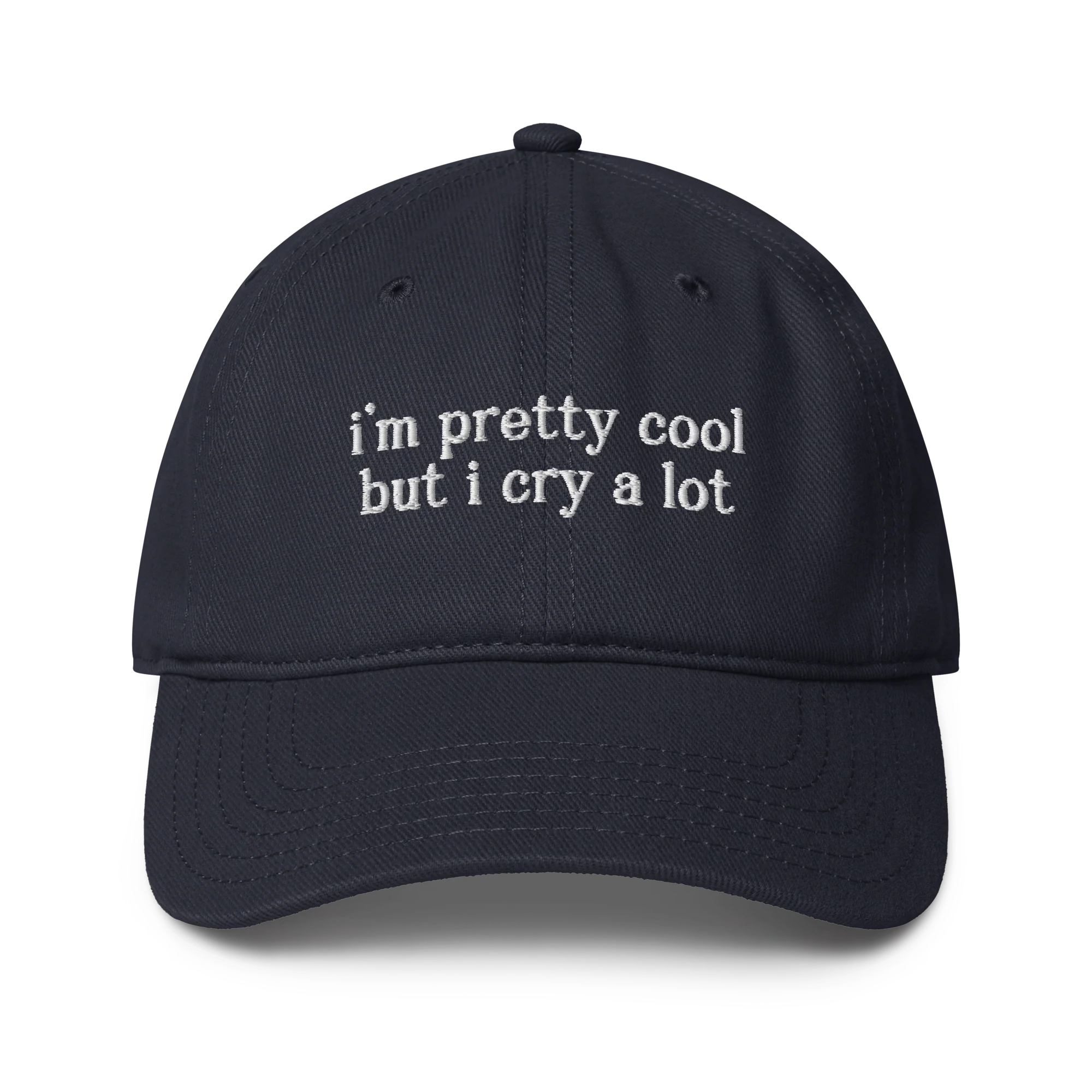 I'm Pretty Cool But I Cry a Lot Embroidered Baseball Cap - Image 4