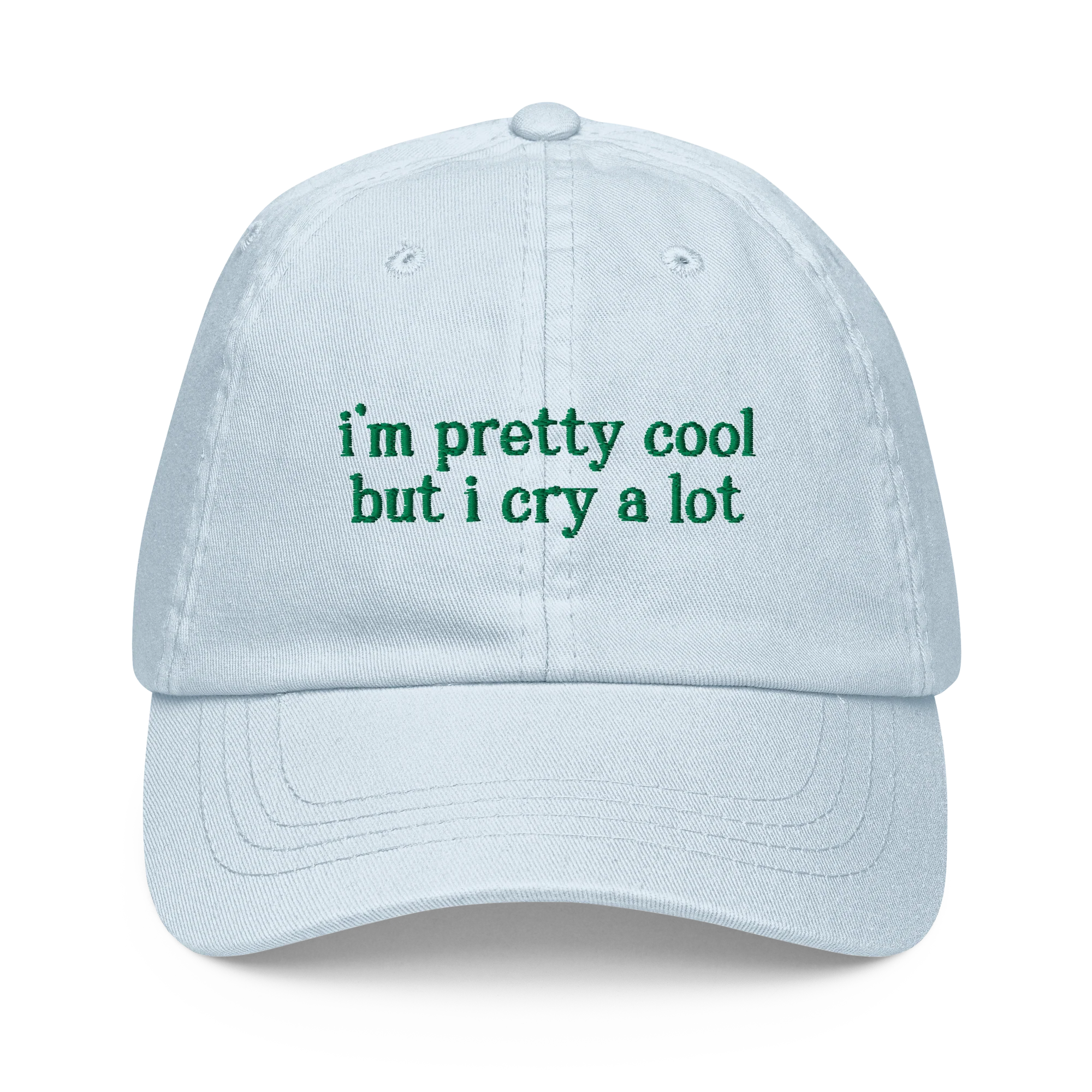 I'm Pretty Cool But I Cry a Lot Embroidered Pastel Baseball Cap - Image 4