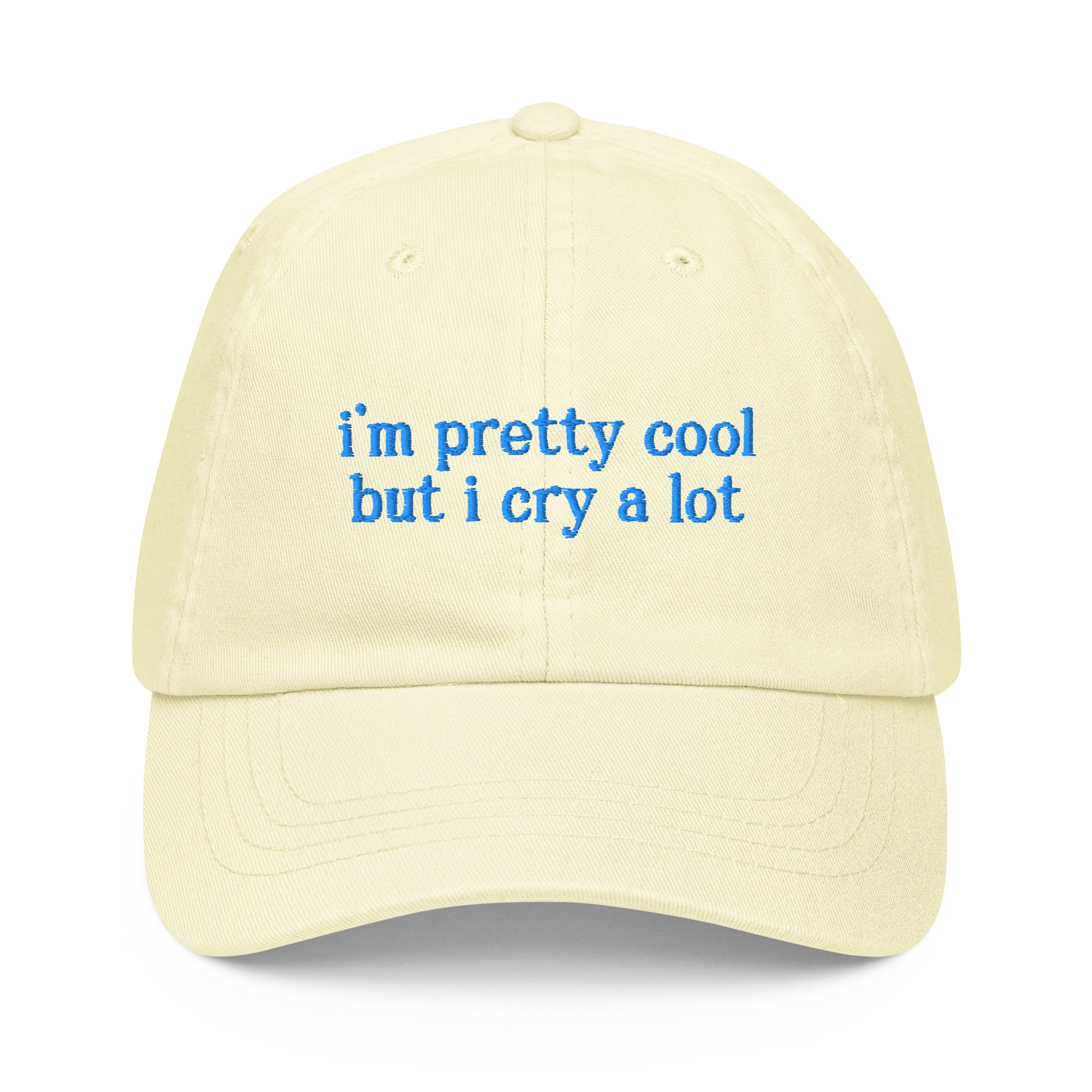 I'm Pretty Cool But I Cry a Lot Embroidered Pastel Baseball Cap - Image 9