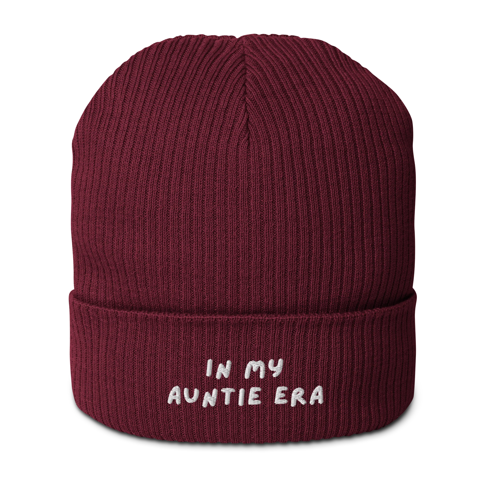 In My Auntie Era Embroidered Organic Ribbed Beanie