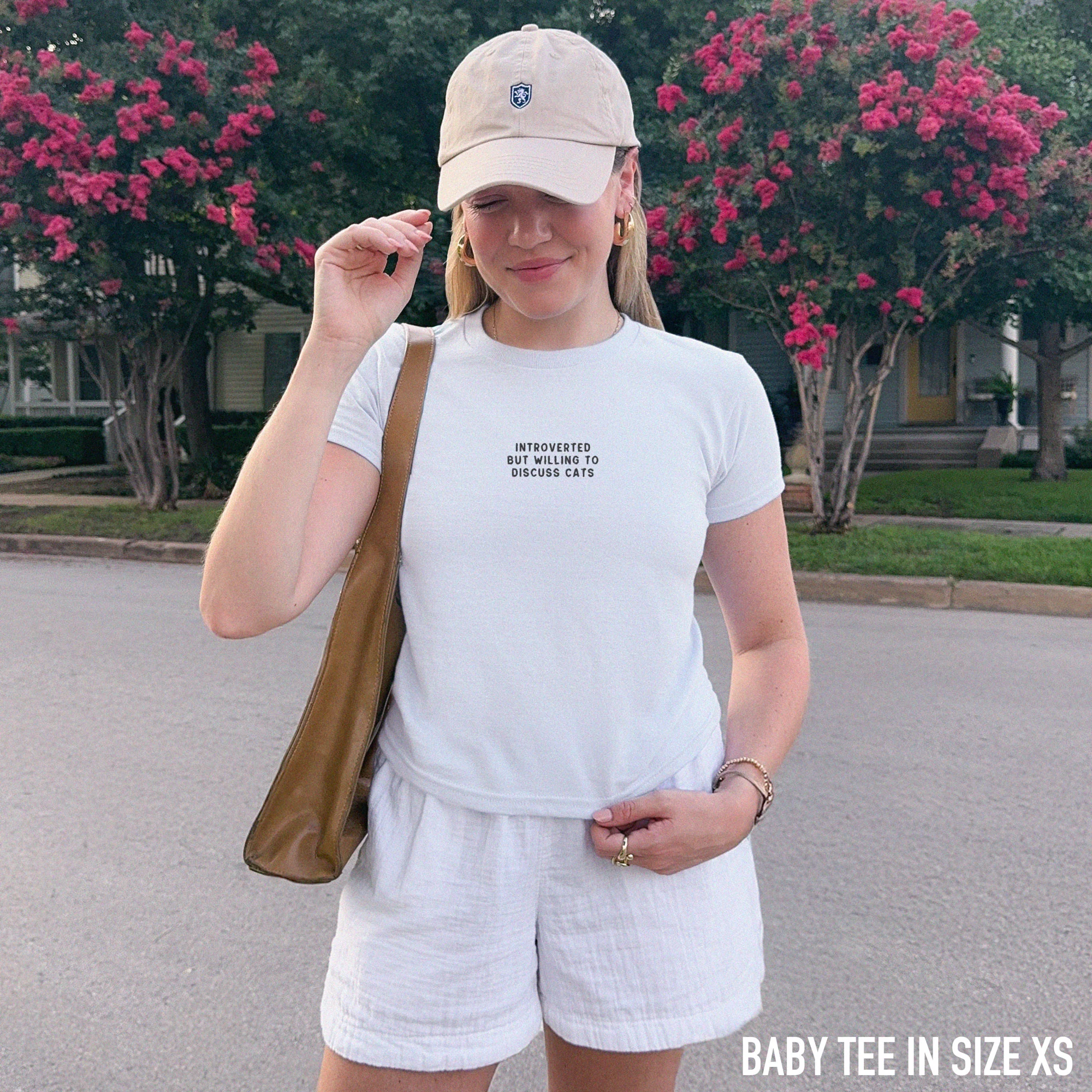 Introverted But Willing To Discuss Cats Embroidered Baby Tee - Image 3