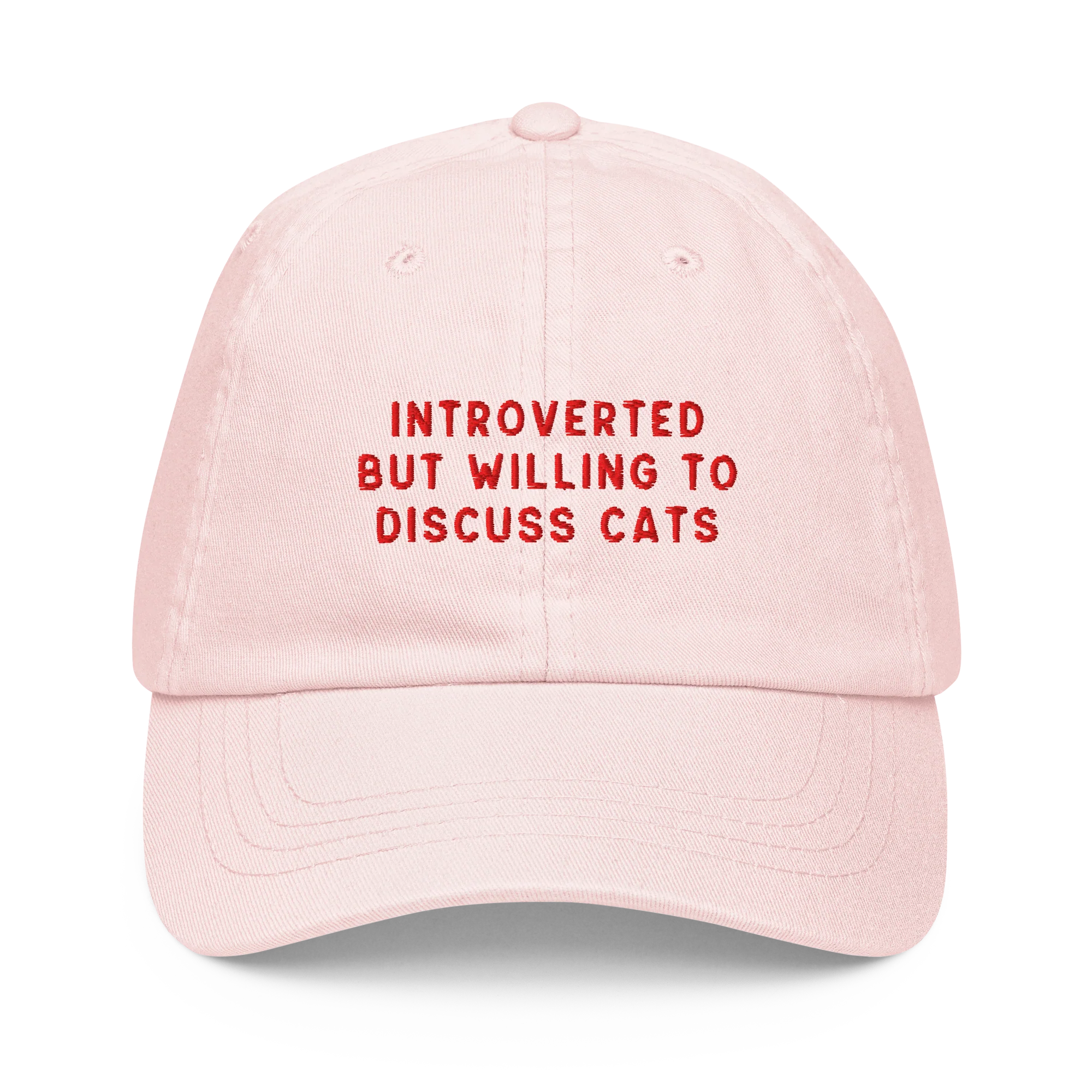 Introverted But Willing To Discuss Cats Embroidered Pastel Baseball Cap - Image 4