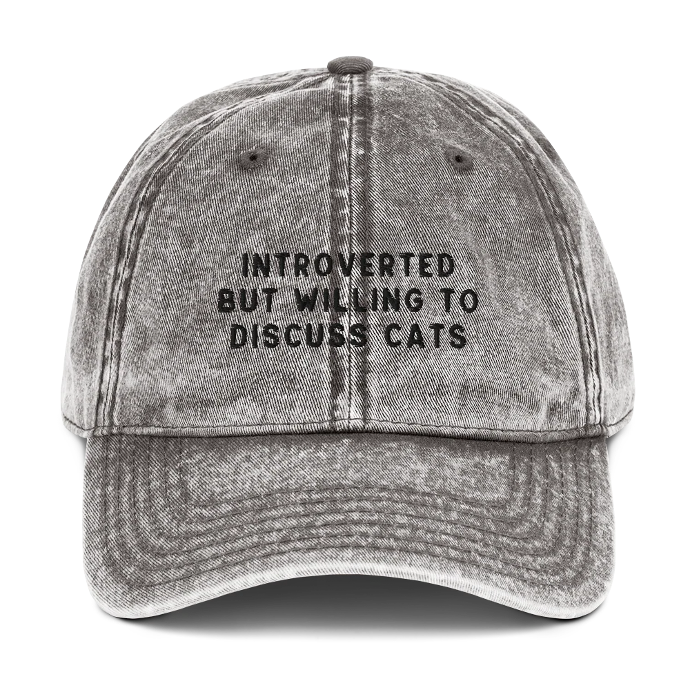 Introverted But Willing To Discuss Cats Embroidered Vintage Cap - Image 11