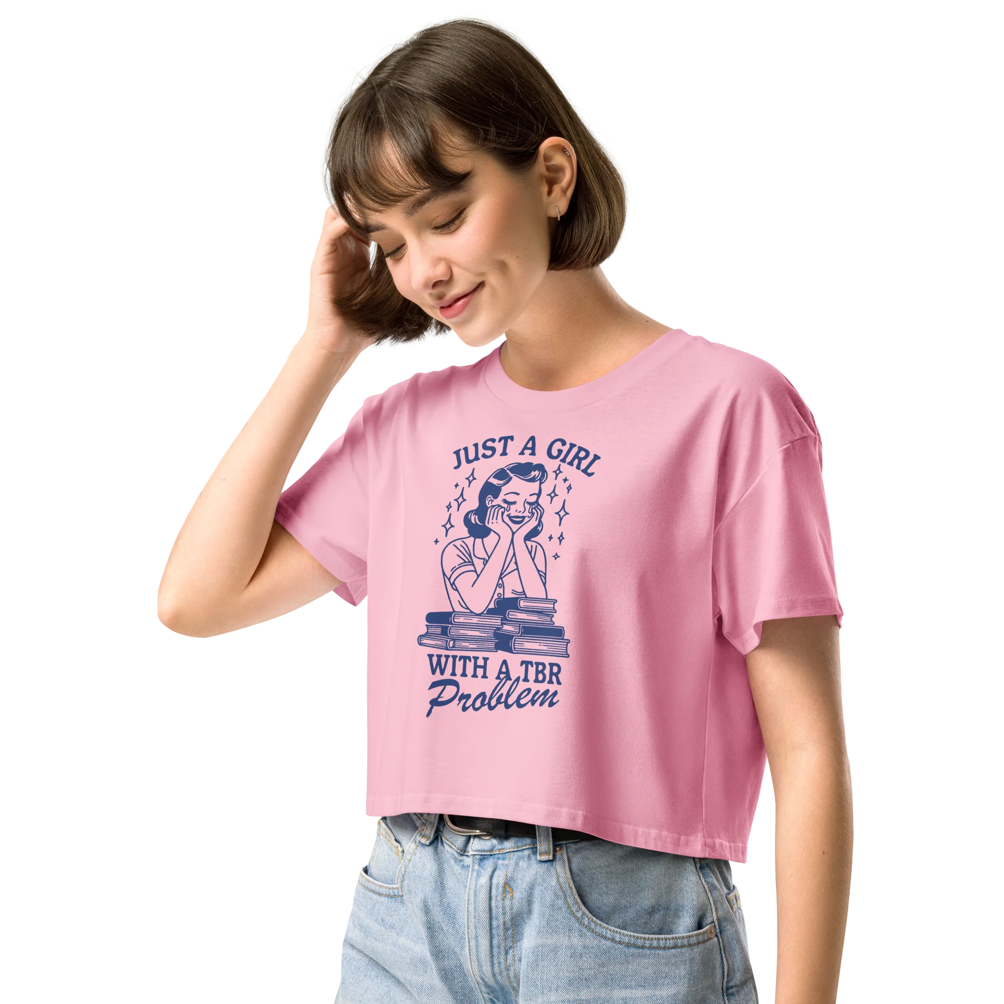 Just A Girl With a TBR Problem Crop Tee - Image 2