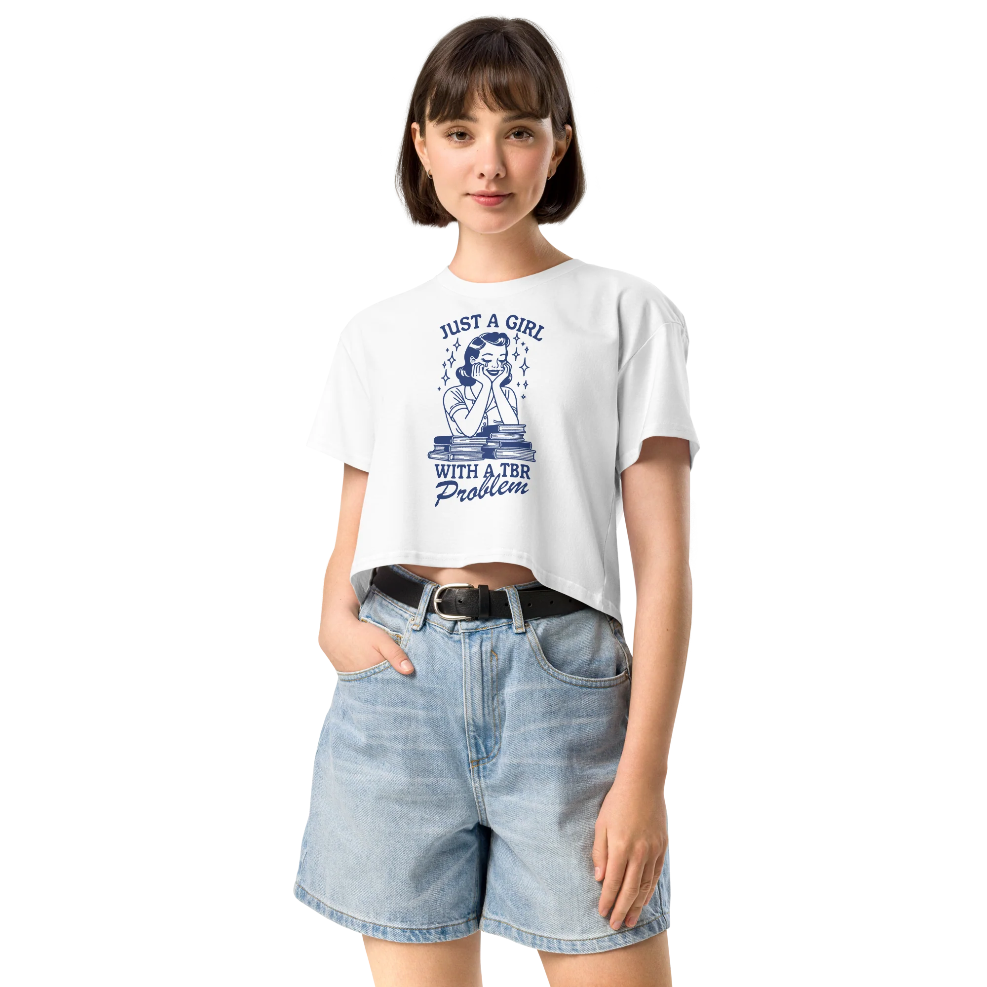 Just A Girl With a TBR Problem Crop Tee - Image 5