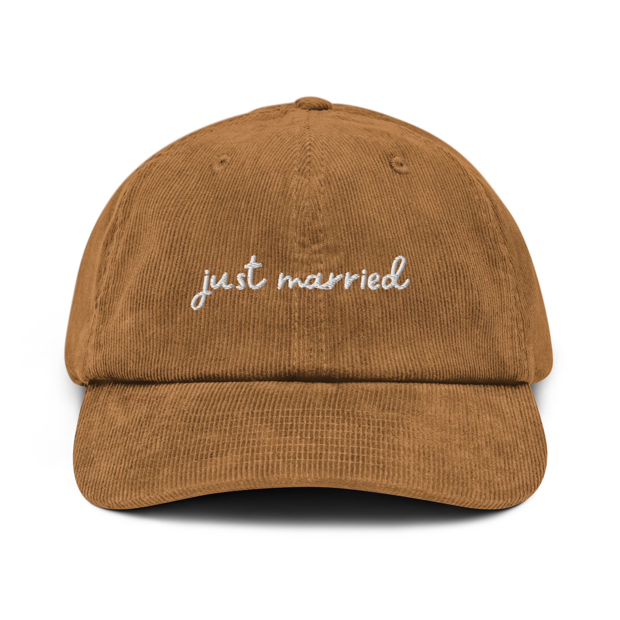 Just Married Newlywed Embroidered Corduroy Cap - Image 4