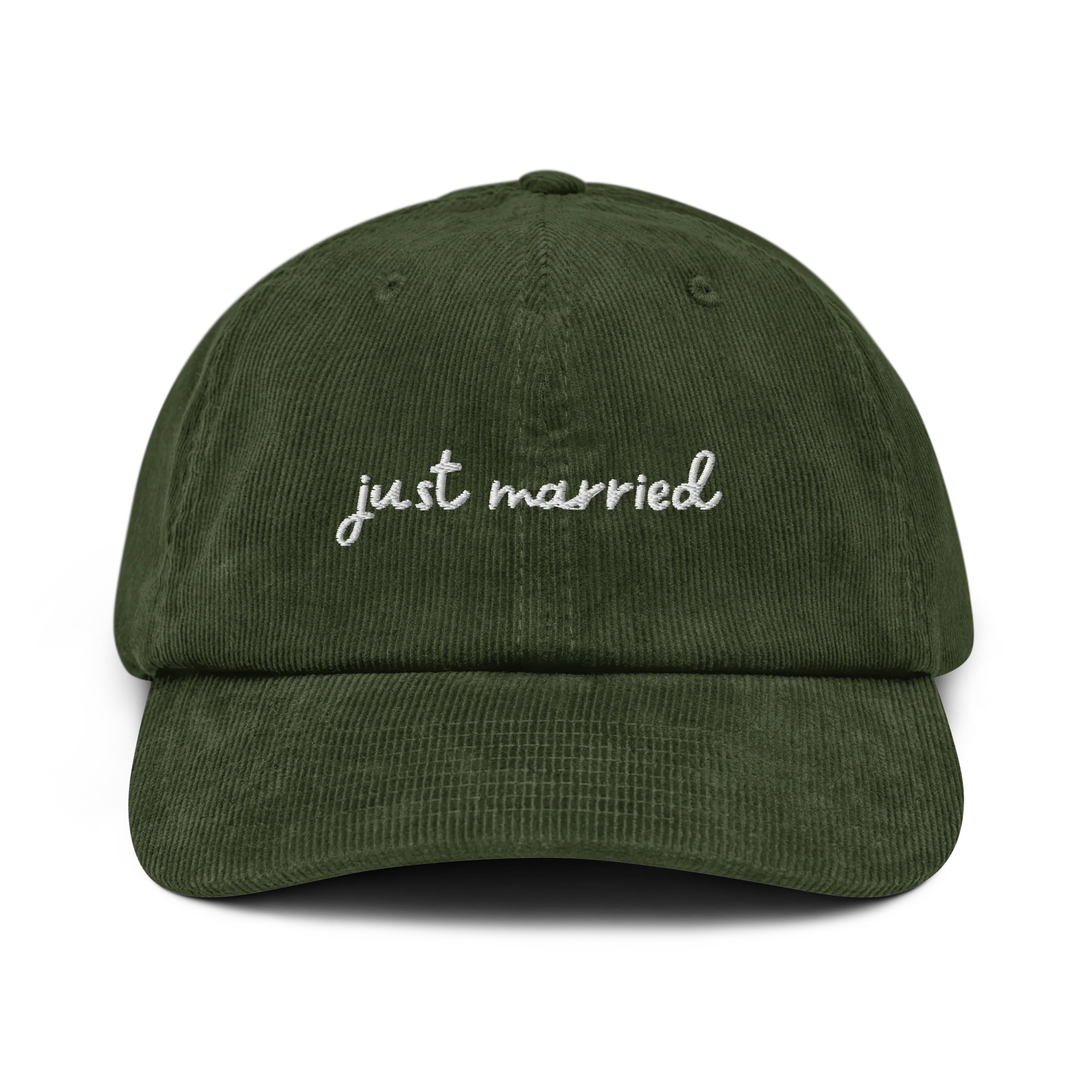 Just Married Newlywed Embroidered Corduroy Cap - Image 7