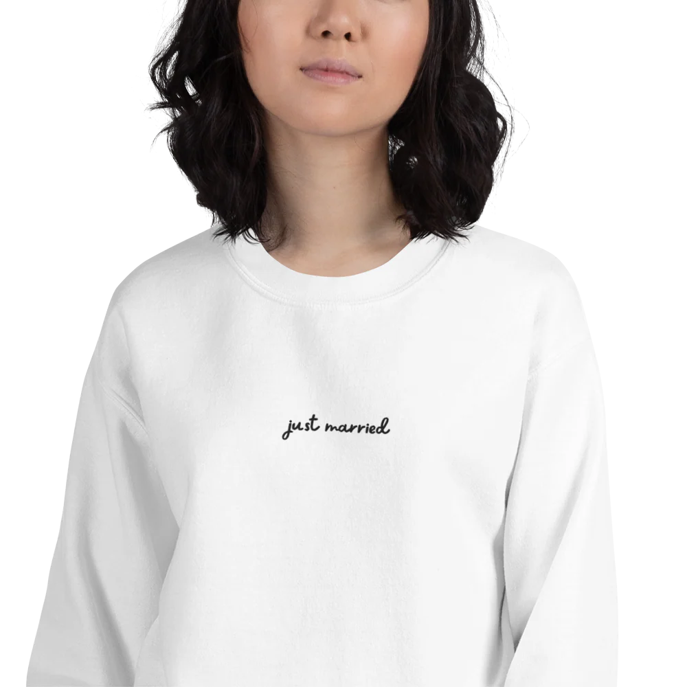 Just Married Newlywed Embroidered Sweatshirt - Image 2