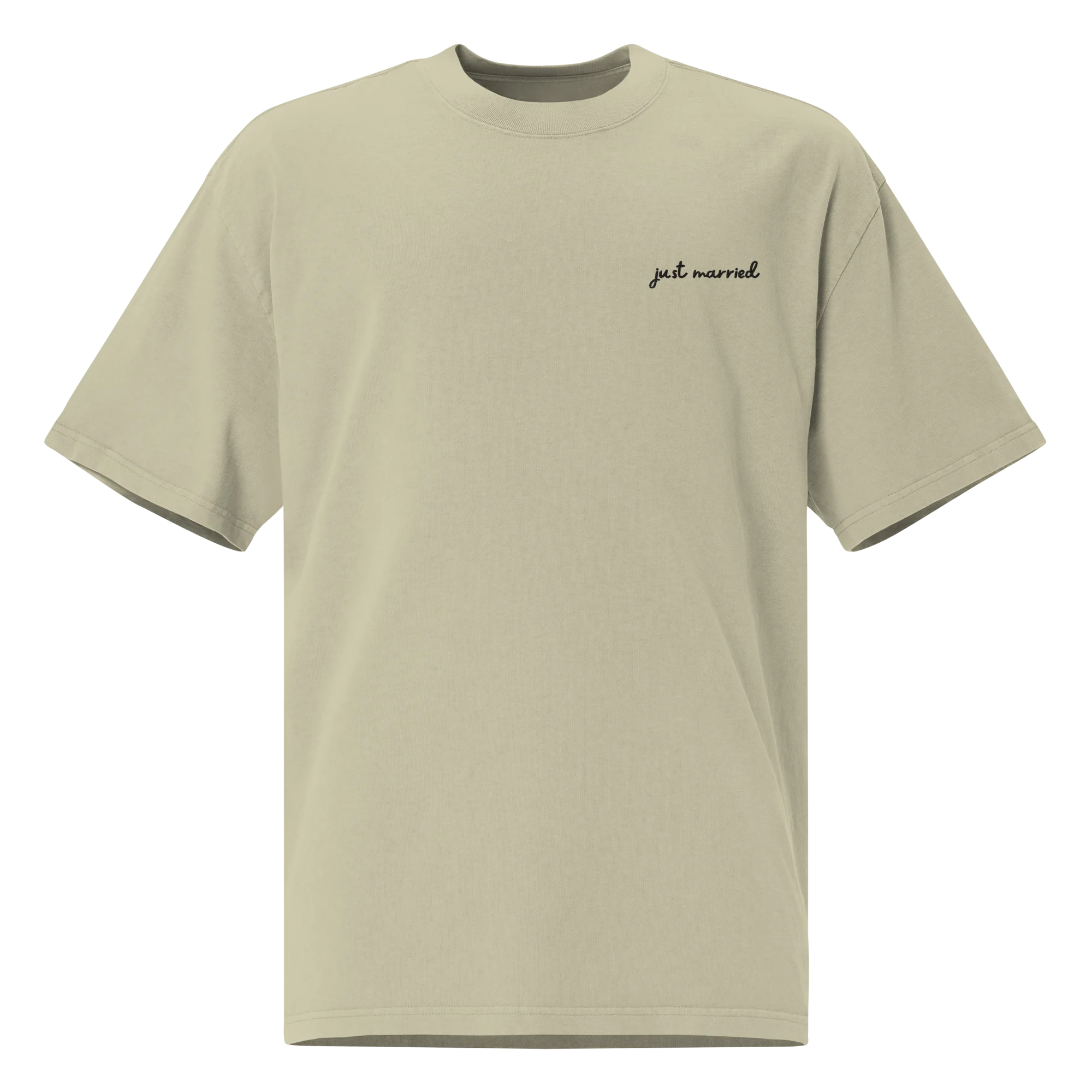 Just Married Newlywed Embroidered Oversized Faded T-Shirt - Image 5