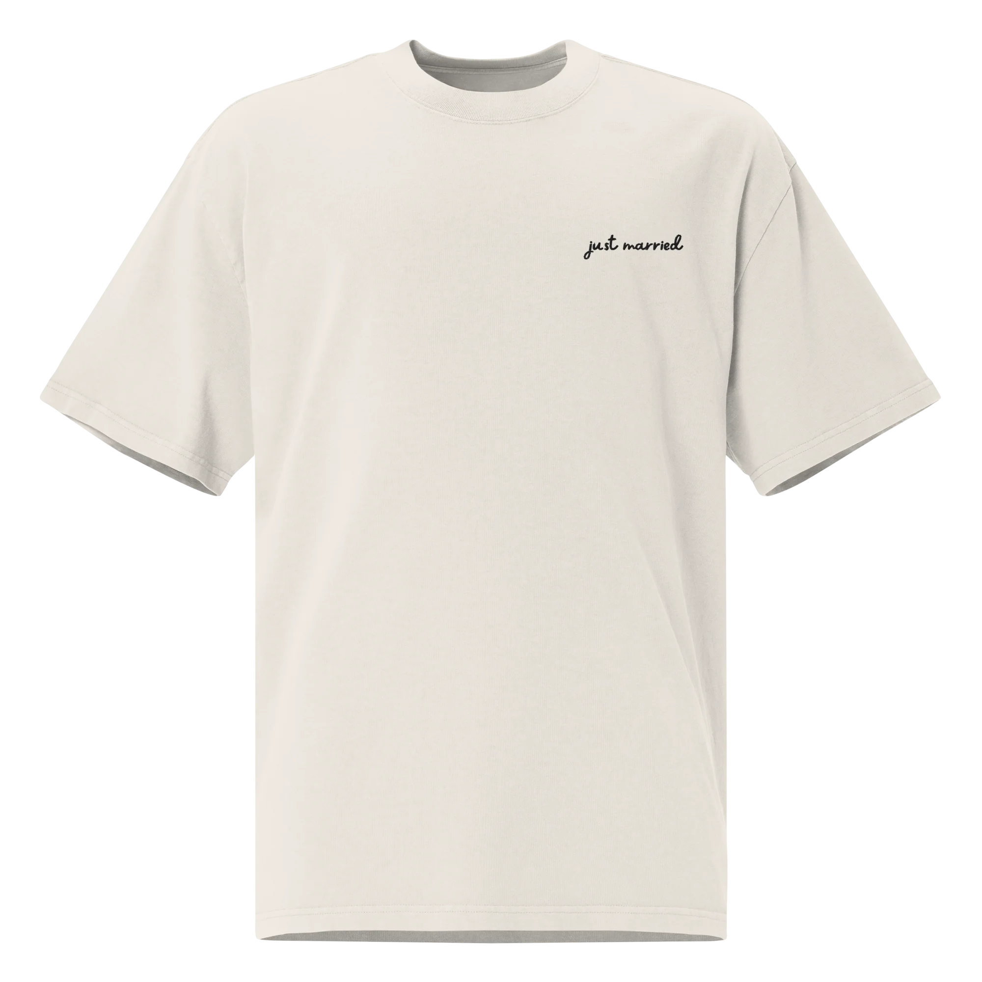 Just Married Newlywed Embroidered Oversized Faded T-Shirt - Image 7