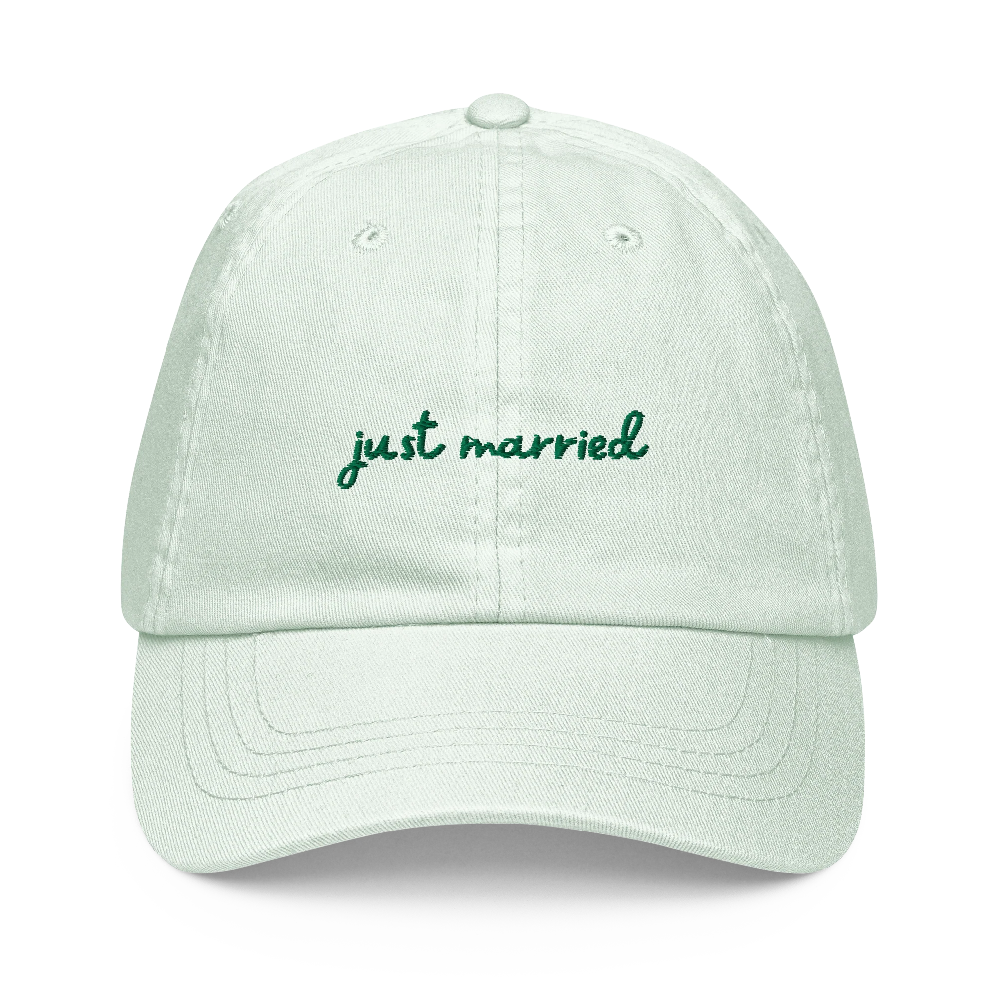 Just Married Newlywed Embroidered Pastel Baseball Cap - Image 8