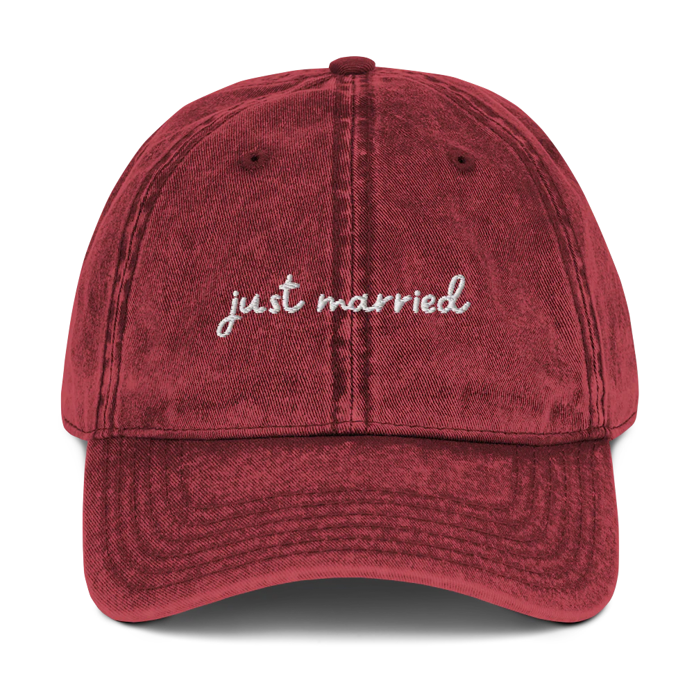 Just Married Newlywed Embroidered Vintage Cap - Image 5
