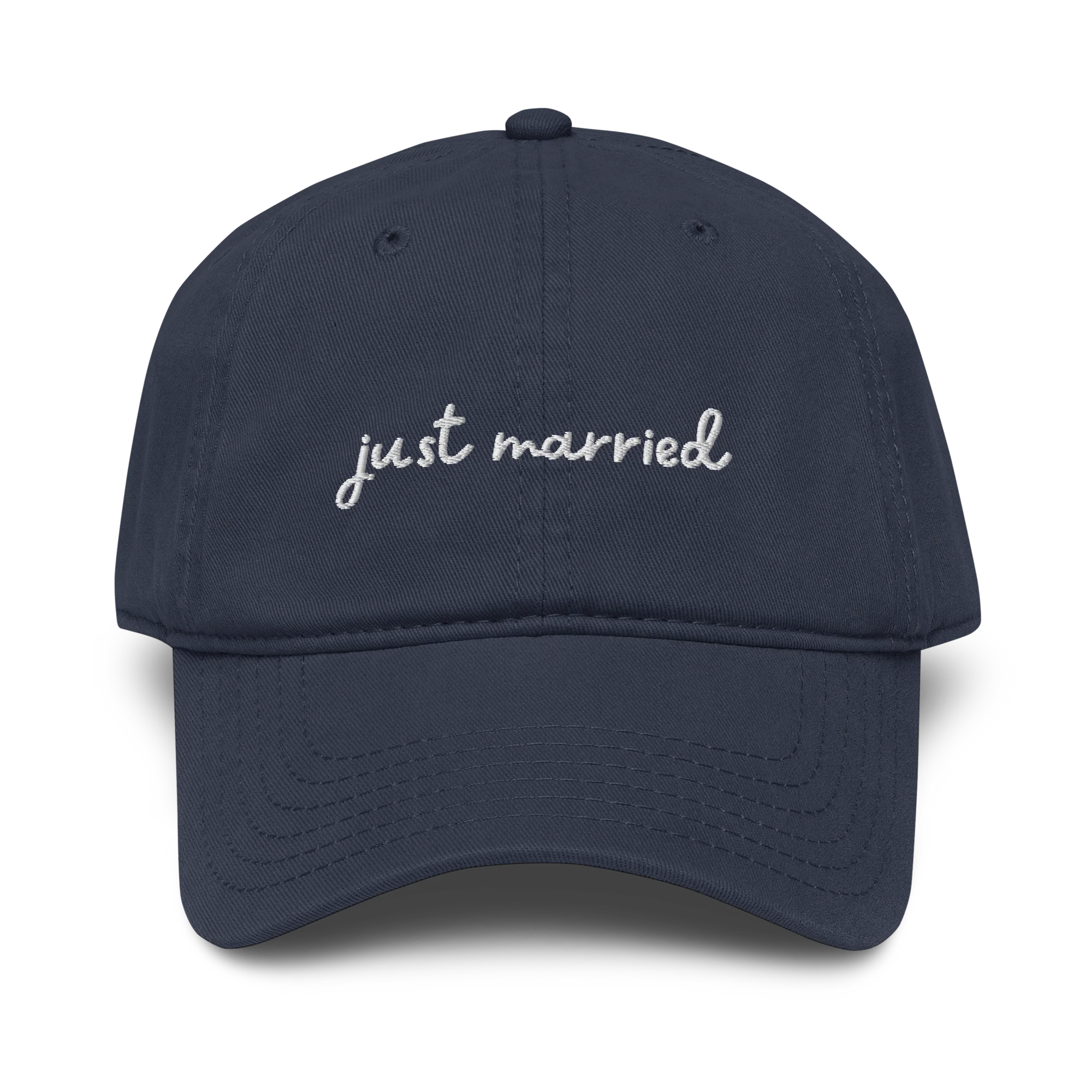 Just Married Newlywed Embroidered Vintage Wash Baseball Cap