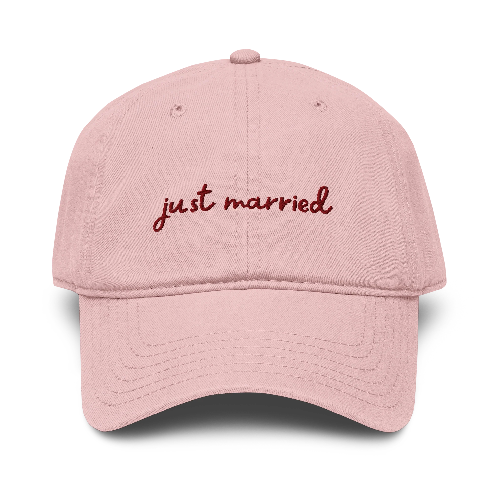 Just Married Newlywed Embroidered Vintage Wash Baseball Cap - Image 2