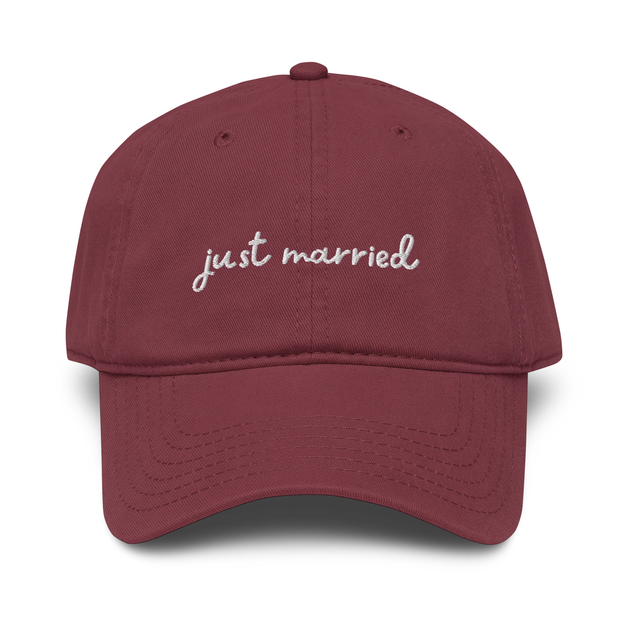 Just Married Newlywed Embroidered Vintage Wash Baseball Cap - Image 3