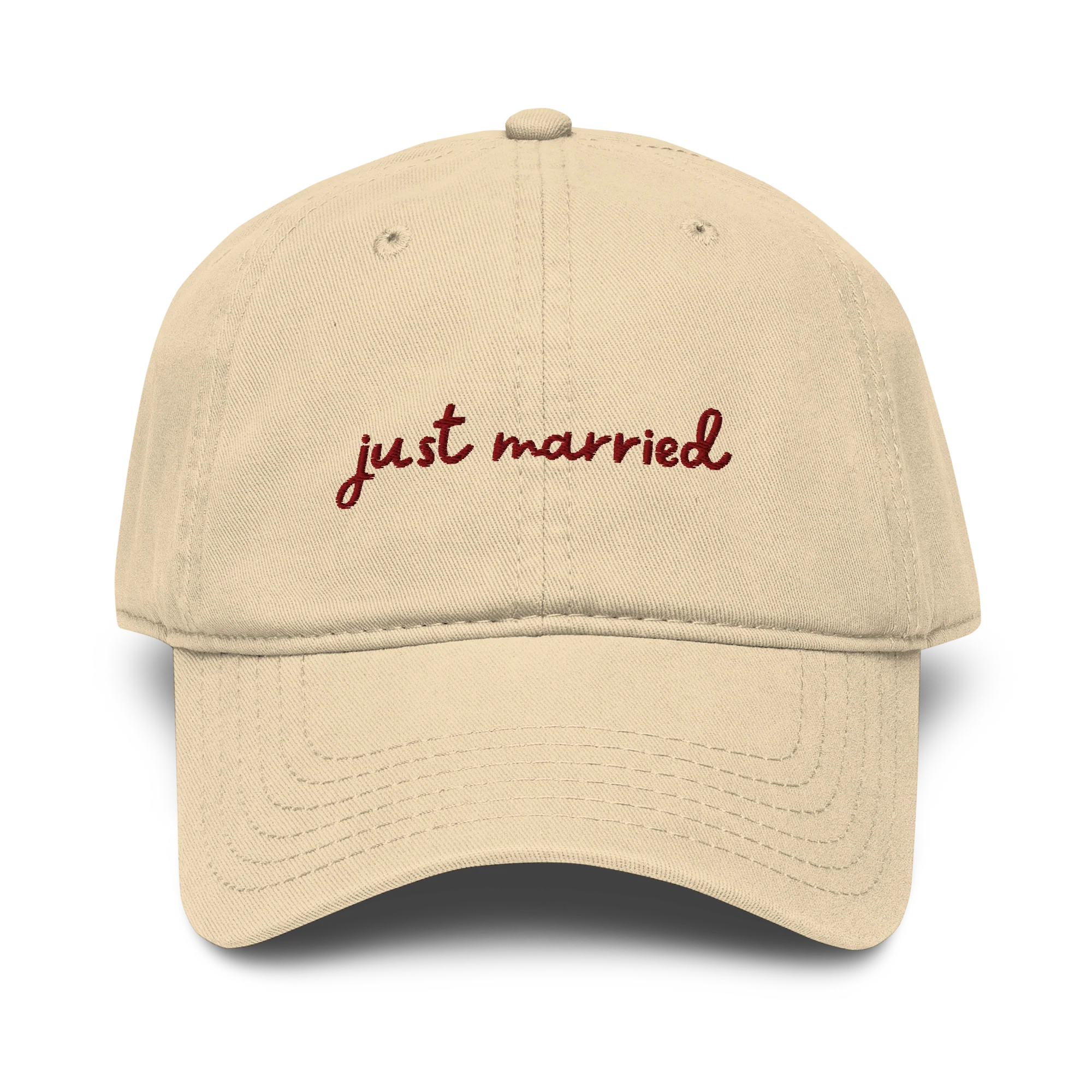 Just Married Newlywed Embroidered Vintage Wash Baseball Cap - Image 7
