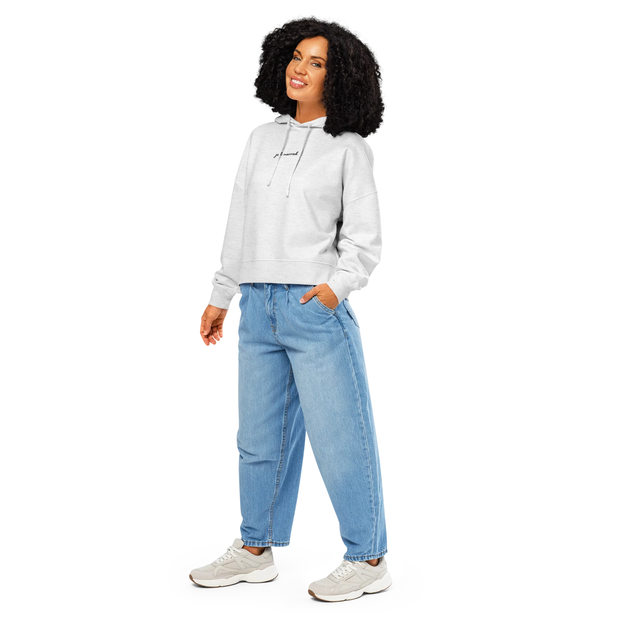 Just Married Newlywed Embroidered Women’s Organic Hoodie - Image 6