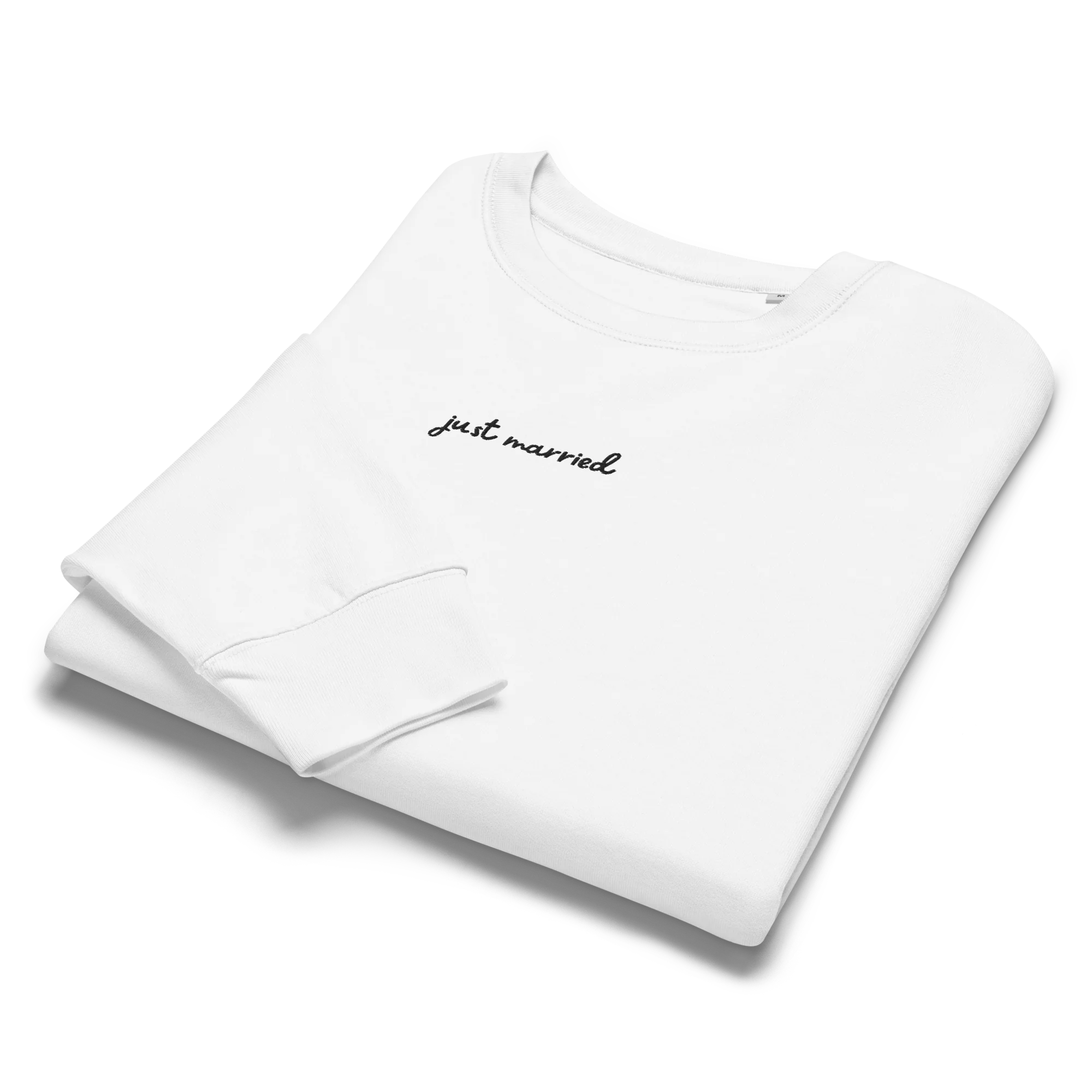 Just Married Newlywed Embroidered Women’s Organic Sweatshirt - Image 3
