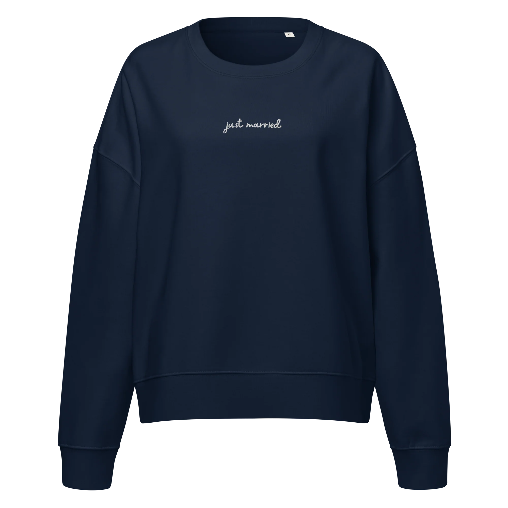 Just Married Newlywed Embroidered Women’s Organic Sweatshirt - Image 5