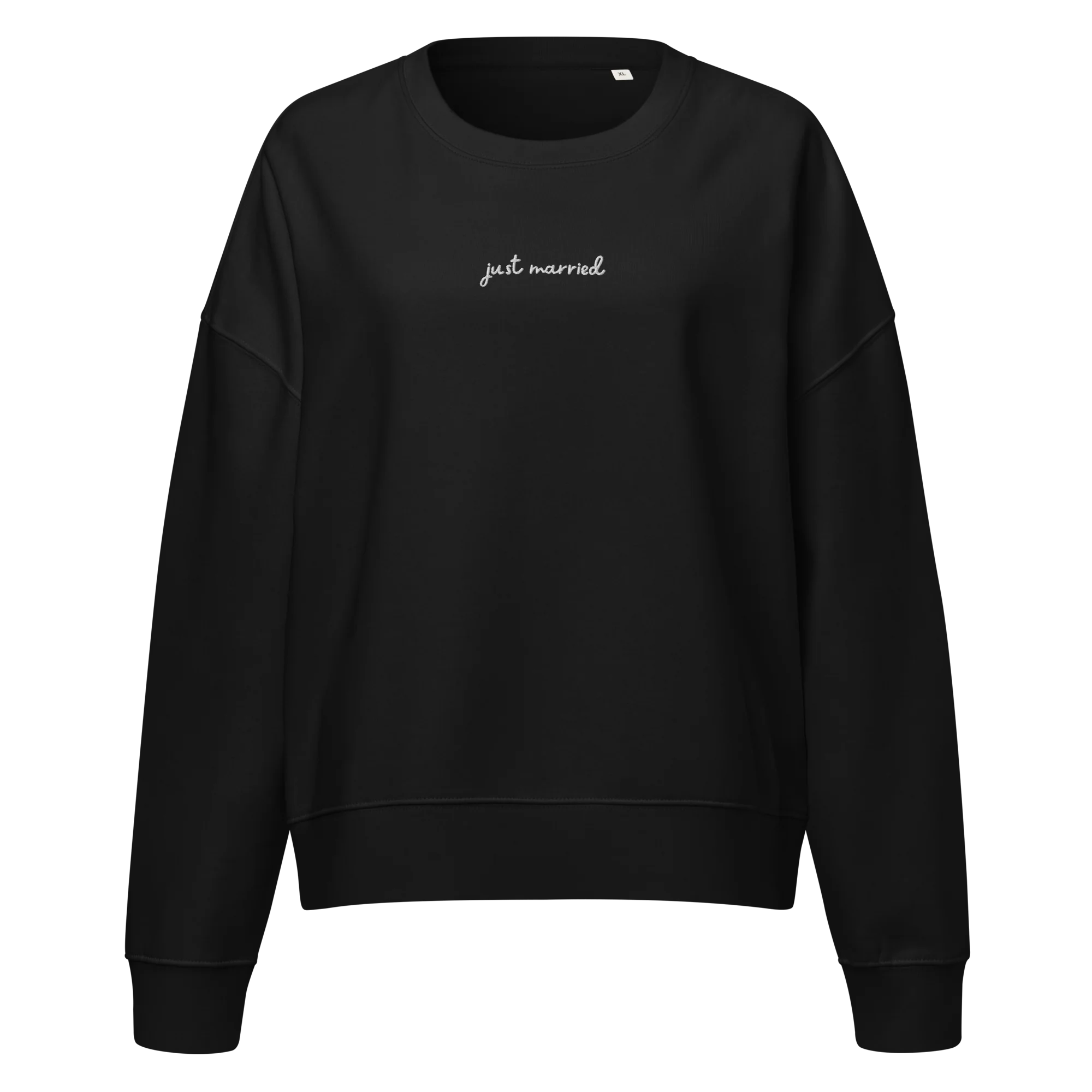 Just Married Newlywed Embroidered Women’s Organic Sweatshirt - Image 8