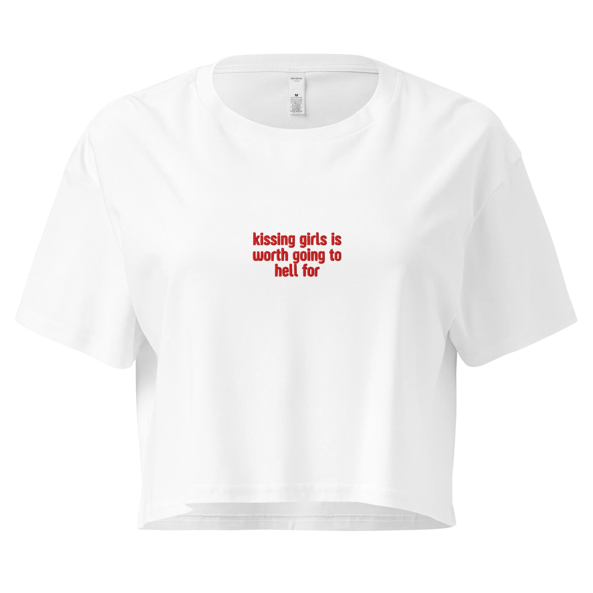 Kissing Girls Going to Hell Embroidered Crop Tee