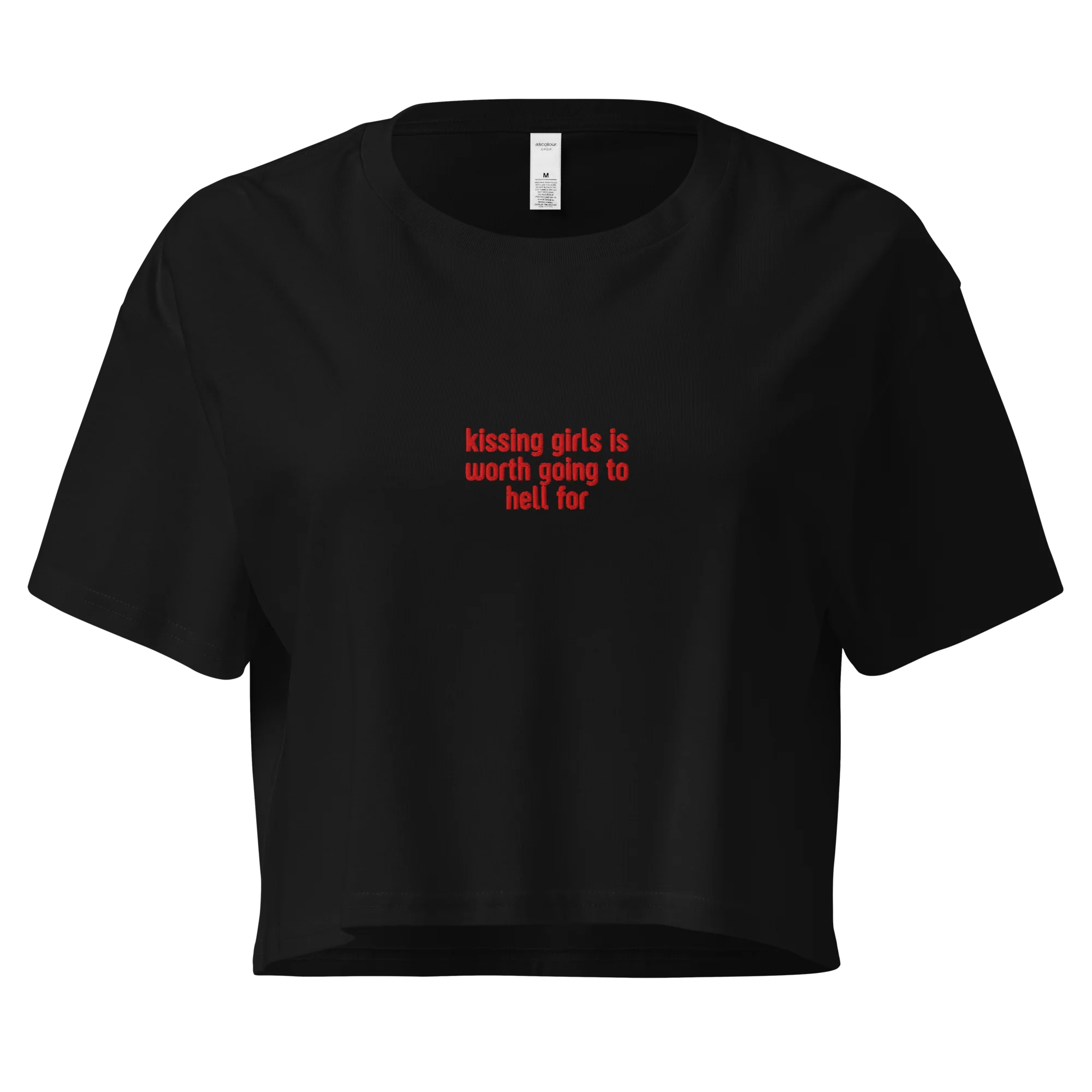 Kissing Girls Going to Hell Embroidered Crop Tee - Image 7