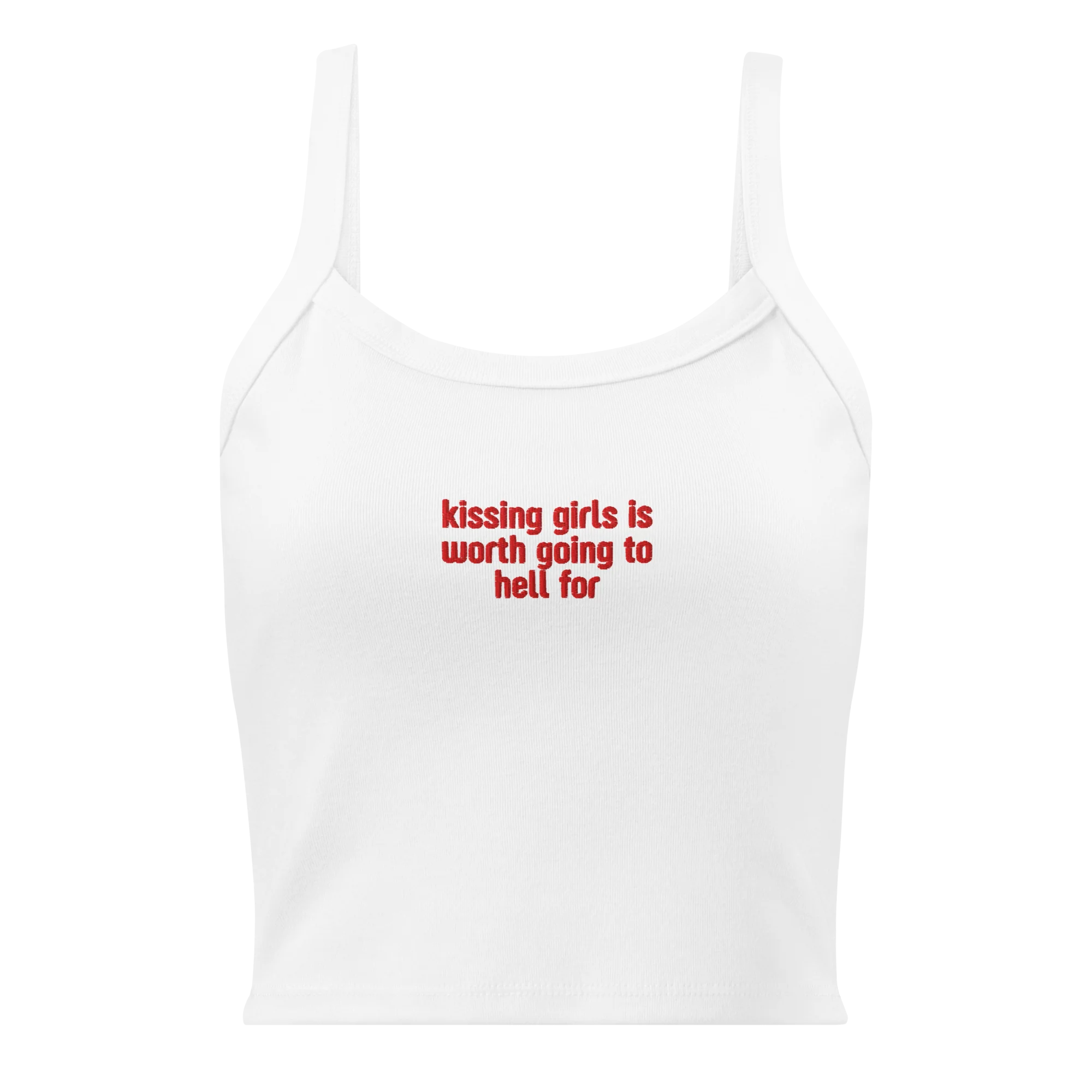 Kissing Girls Going to Hell Rib Embroidered Tank Top - Image 4